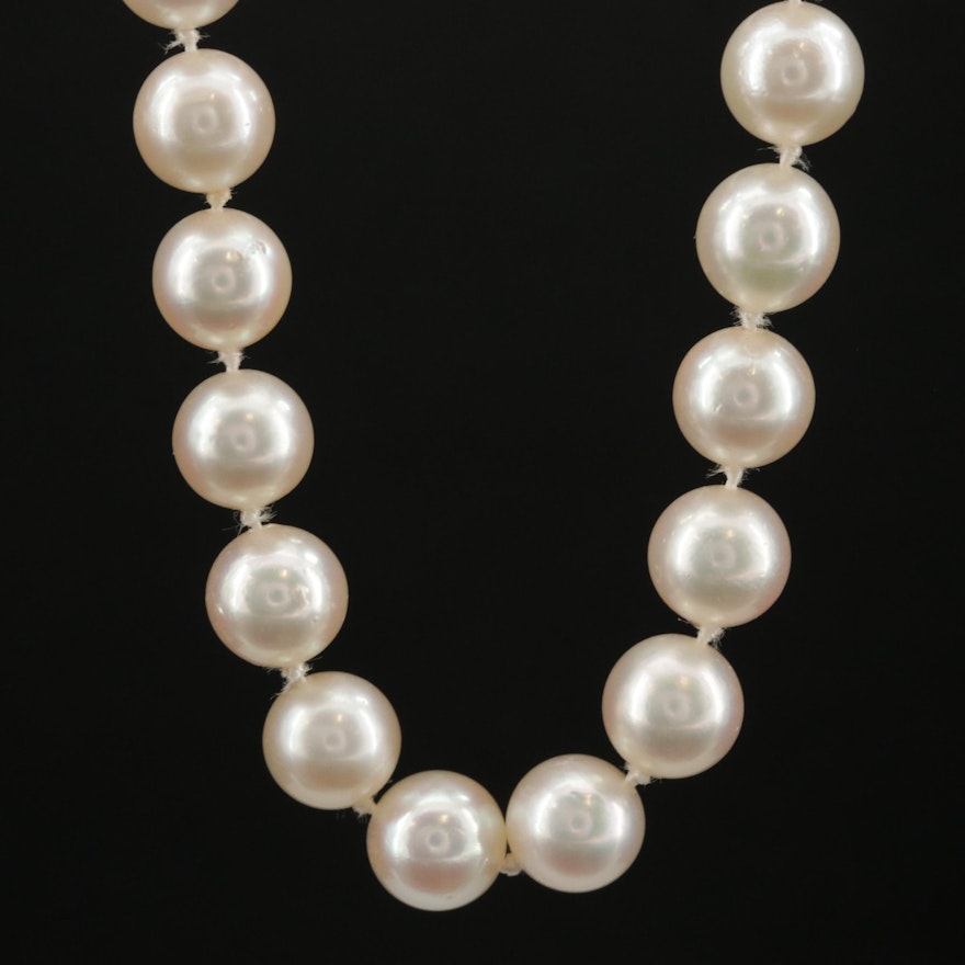 Pearl Opera Length Necklace with 14K Clasp