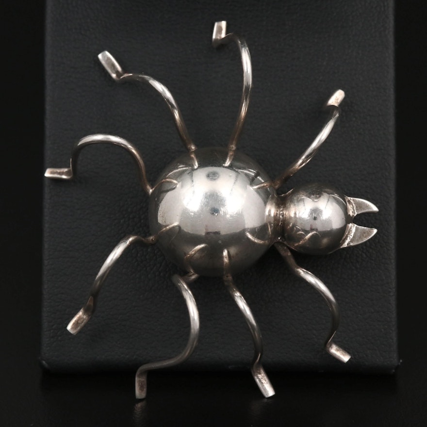 Sterling Silver Spider Brooch