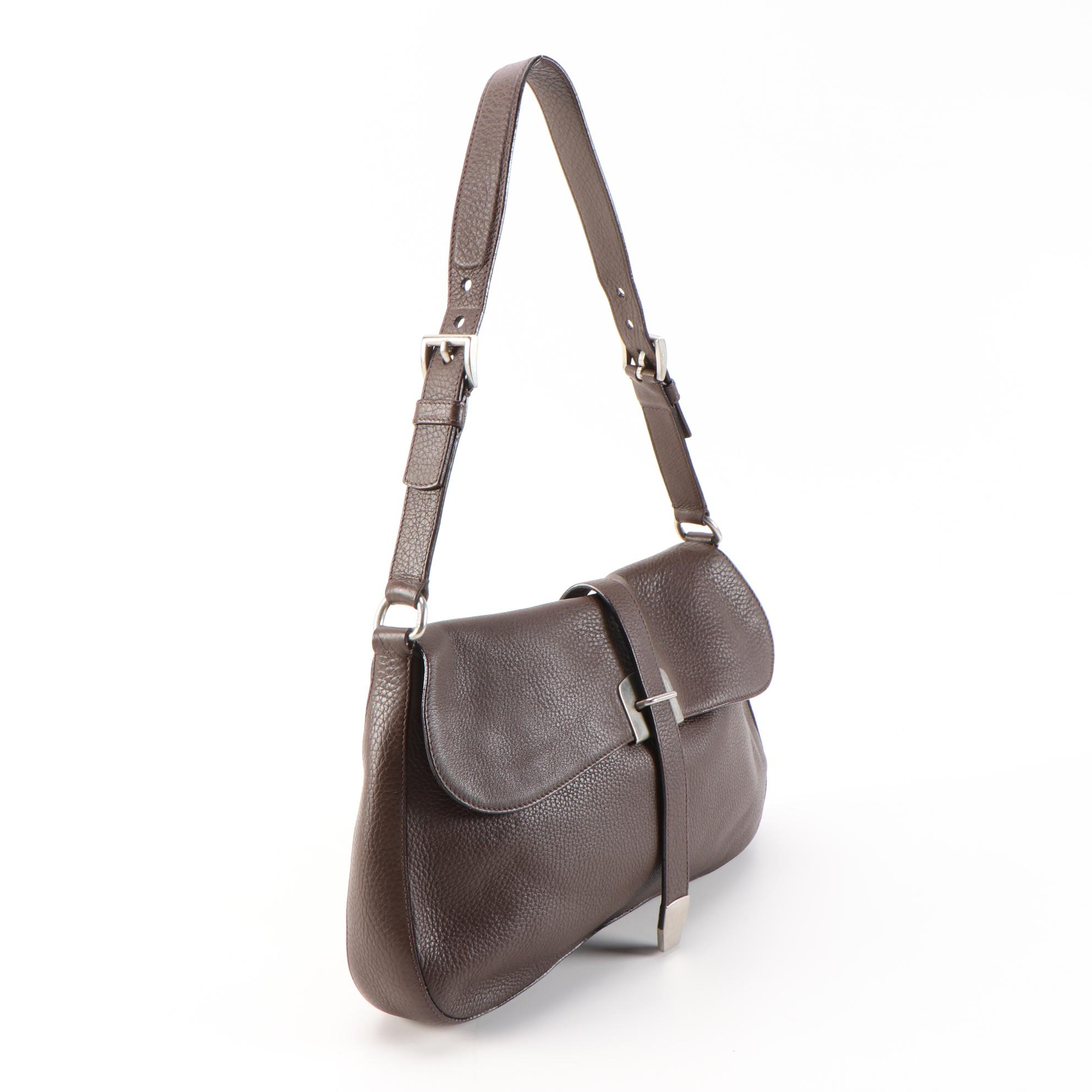 Prada Shoulder Bag in Brown Vitello Daino Leather