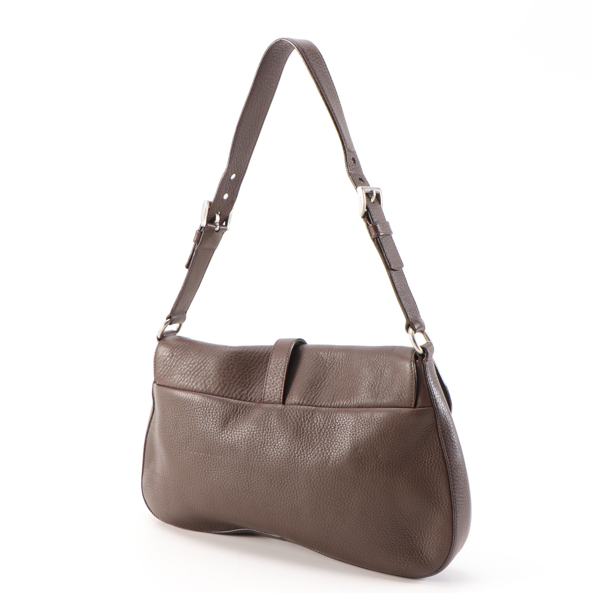 Prada Shoulder Bag in Brown Vitello Daino Leather