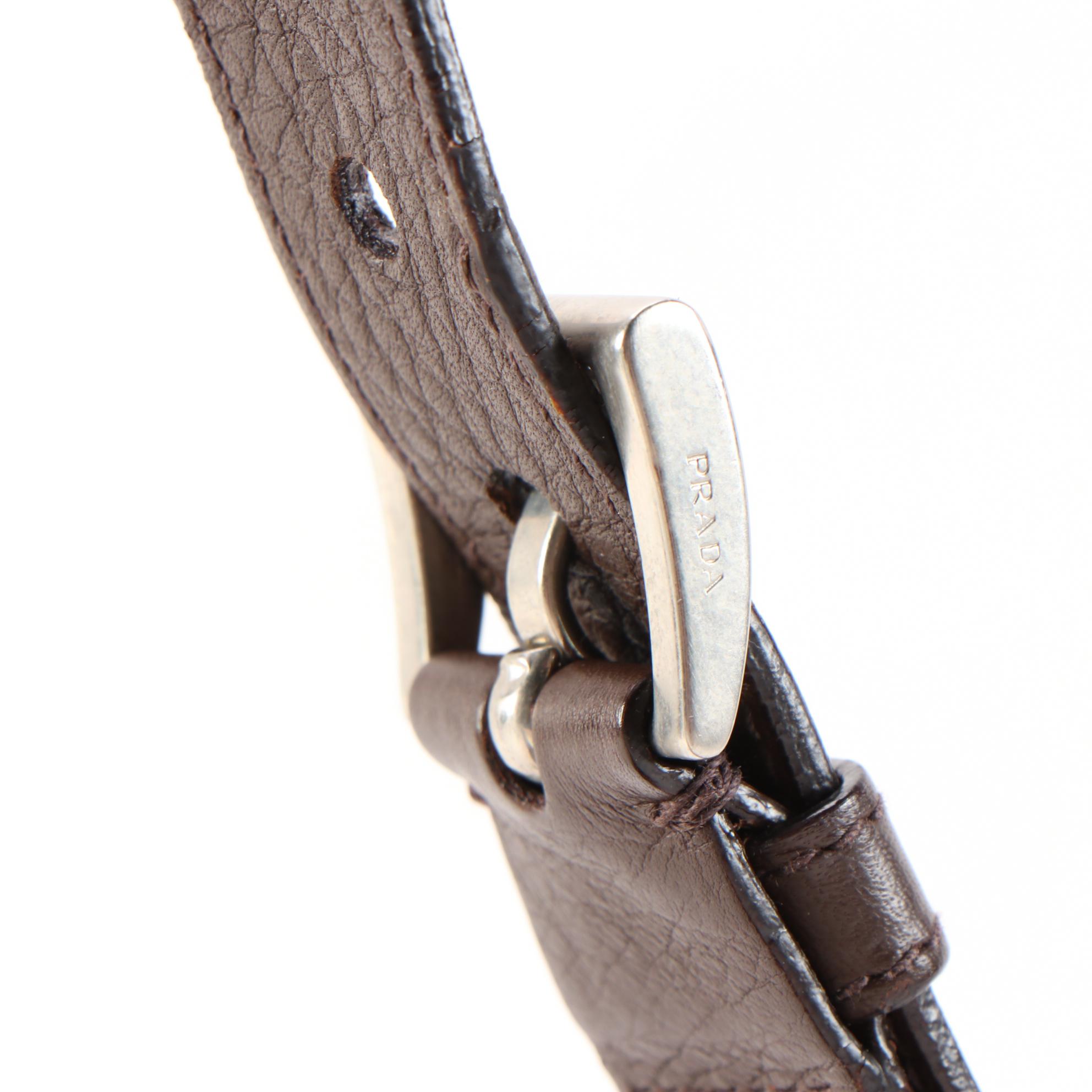 Prada Shoulder Bag in Brown Vitello Daino Leather