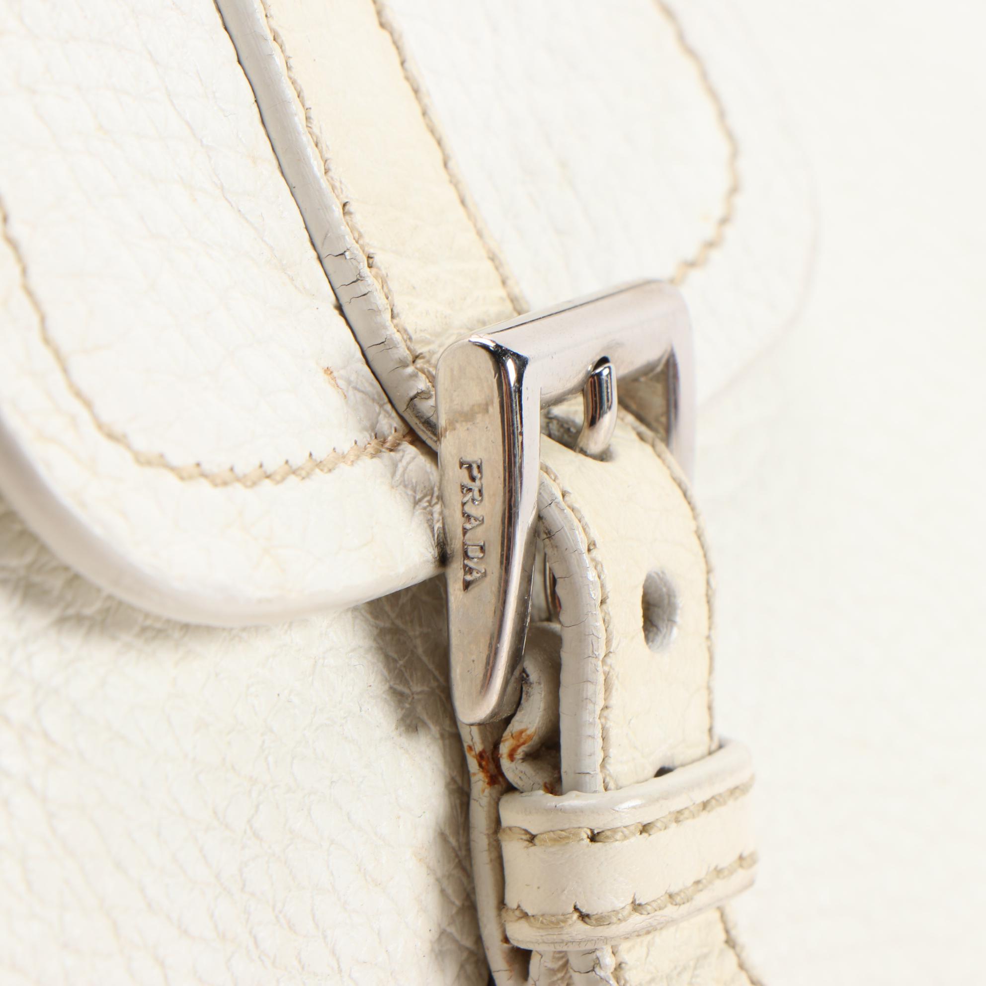 Prada Tote Bag in Bianco Vitello Daino Leather