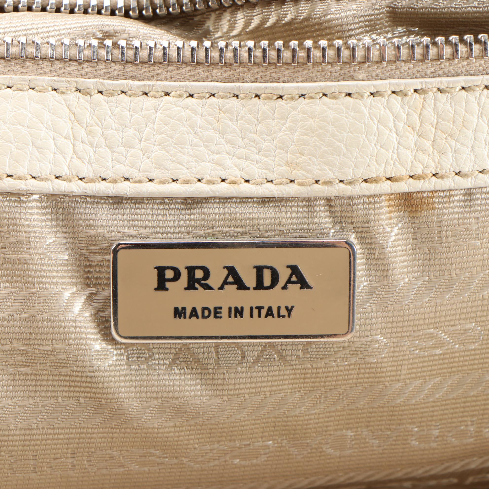Prada Tote Bag in Bianco Vitello Daino Leather