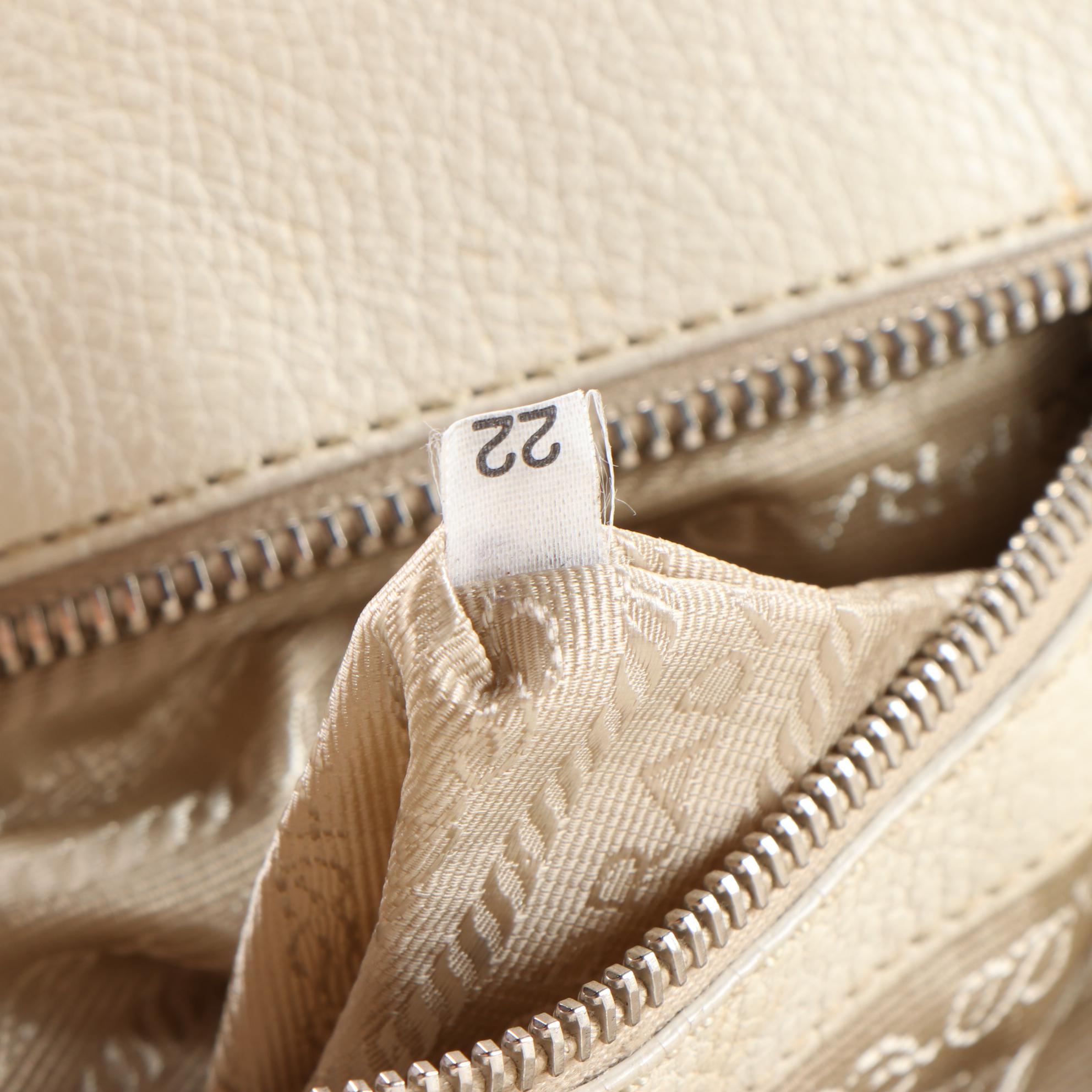 Prada Tote Bag in Bianco Vitello Daino Leather