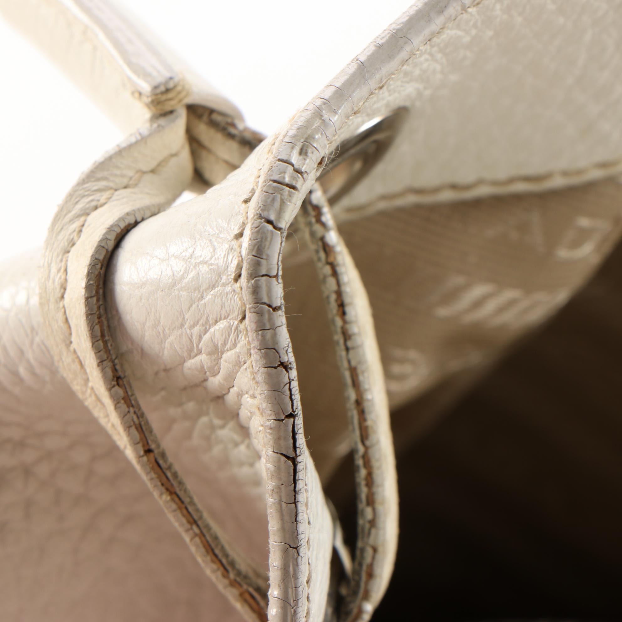 Prada Tote Bag in Bianco Vitello Daino Leather