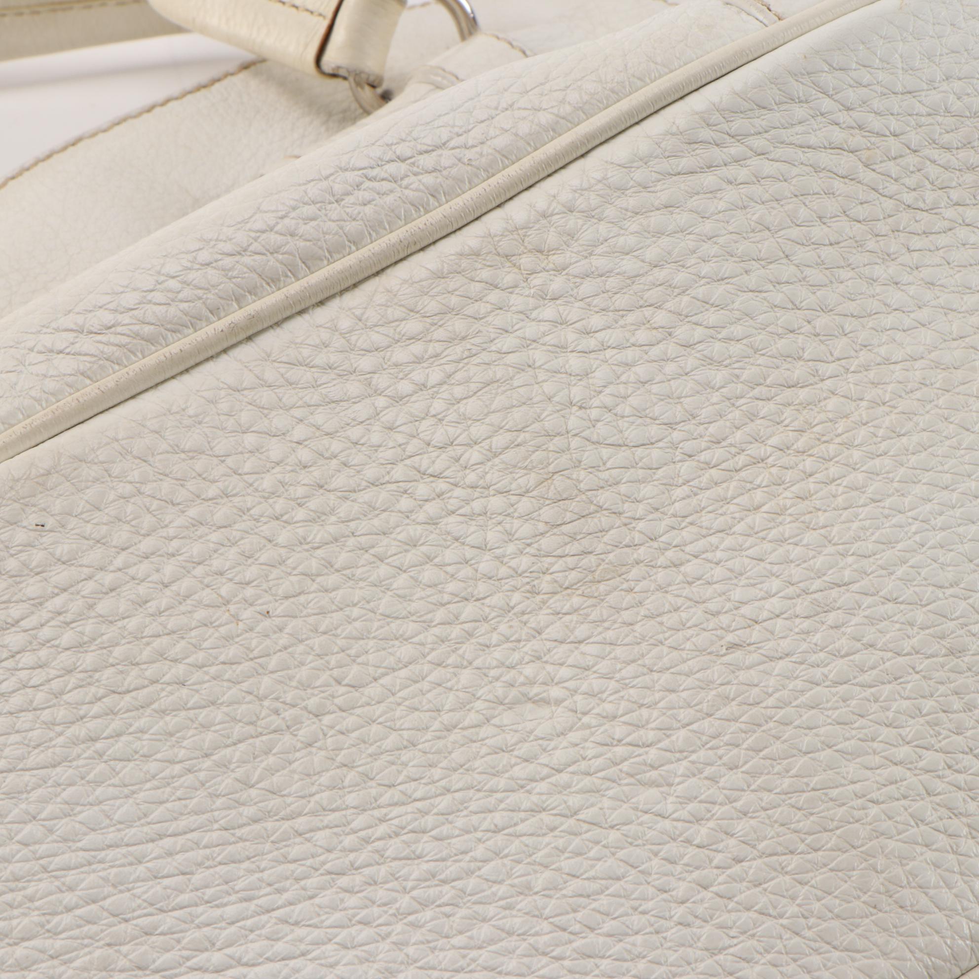 Prada Tote Bag in Bianco Vitello Daino Leather