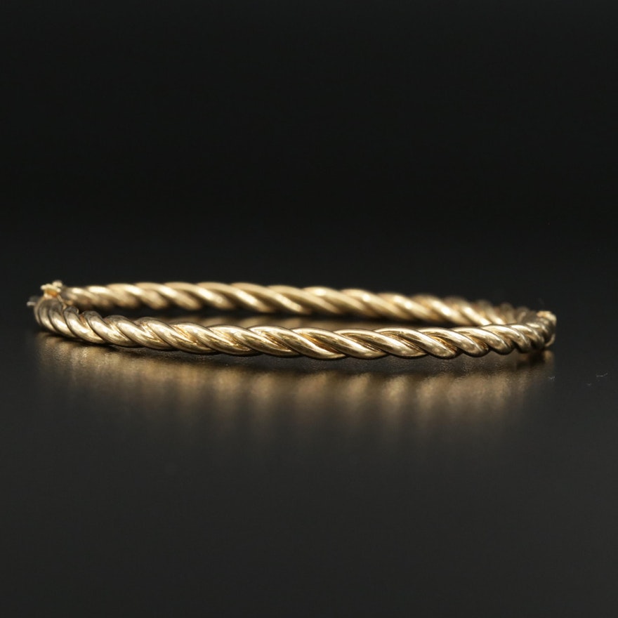 18K Twisted Hinged Bangle Bracelet