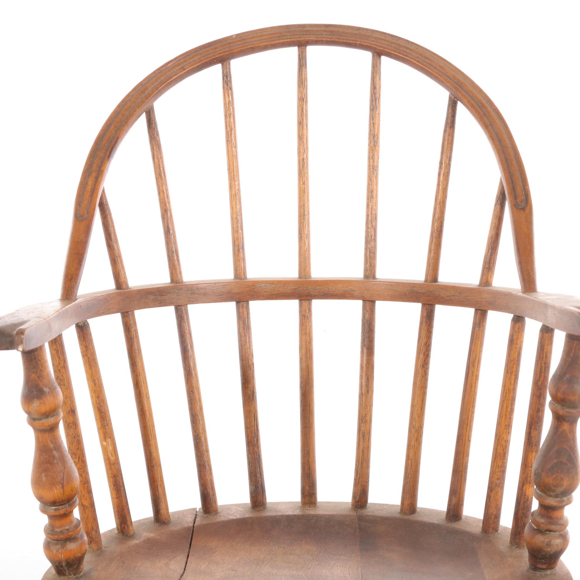 American Primitive Child's Sack-Back Windsor Rocking Armchair, 20th Century