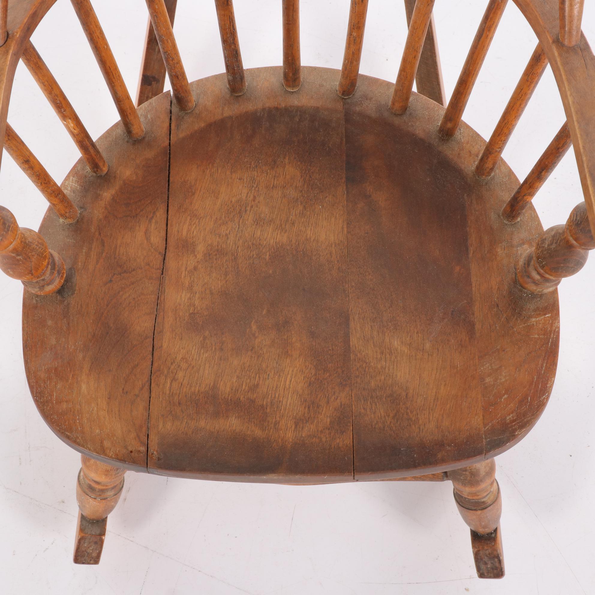 American Primitive Child's Sack-Back Windsor Rocking Armchair, 20th Century