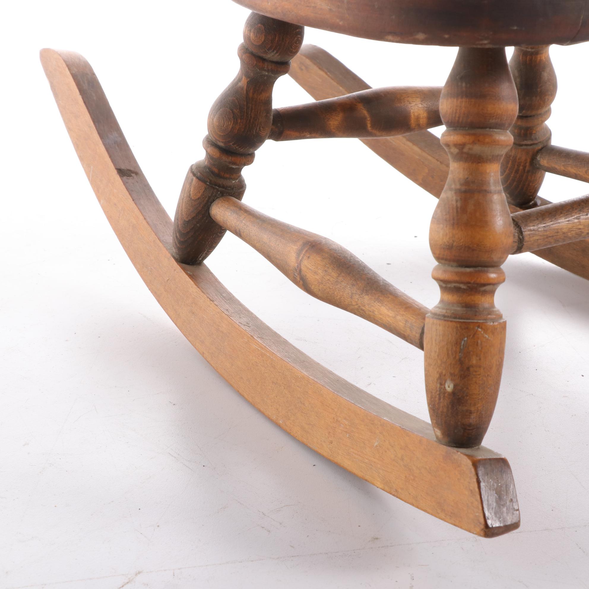 American Primitive Child's Sack-Back Windsor Rocking Armchair, 20th Century