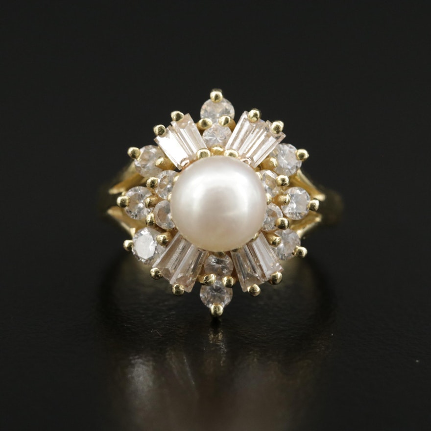 18K Pearl and 1.20 CTW Diamond Ring