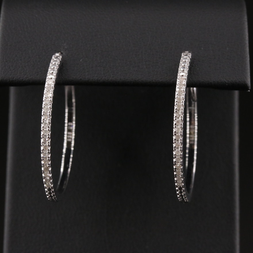 Sterling Silver Diamond Hoop Earrings