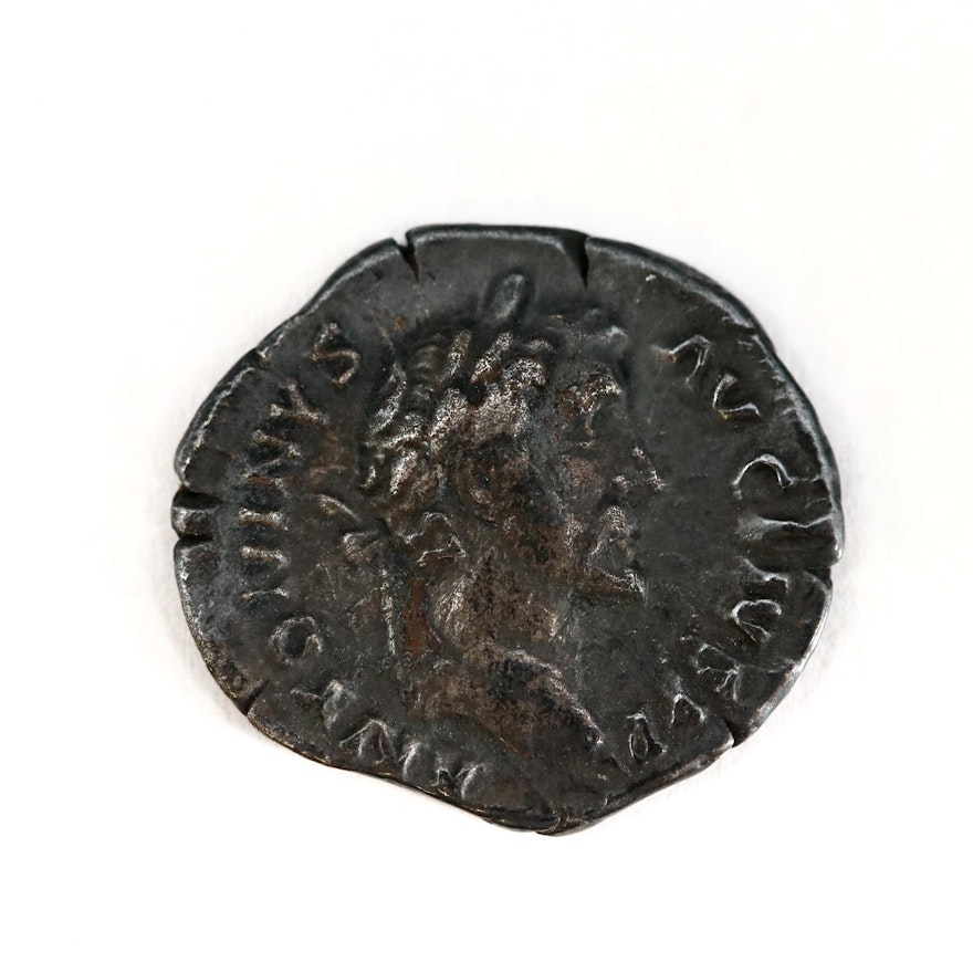 Ancient Roman Imperial AR Denarius of Antoninus Pius, ca. 145 A.D.