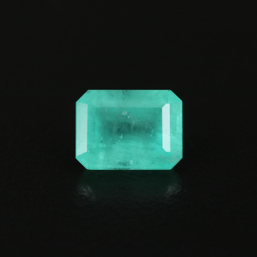 Loose 1.86 CT Natural Cut Corner Rectangular Faceted Emerald