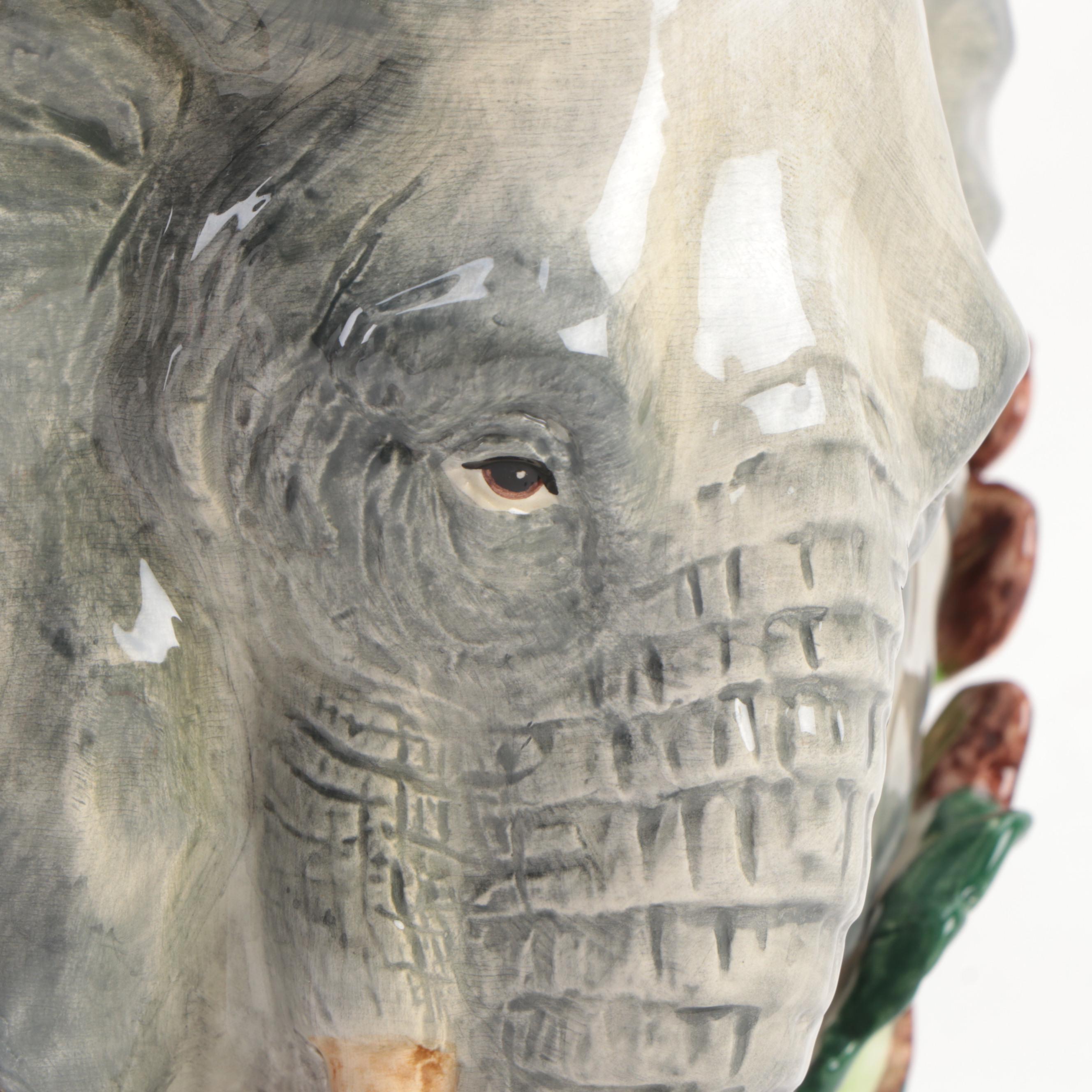 Fitz & Floyd Classics "Exotic Jungle" Ceramic Elephant Cachepot