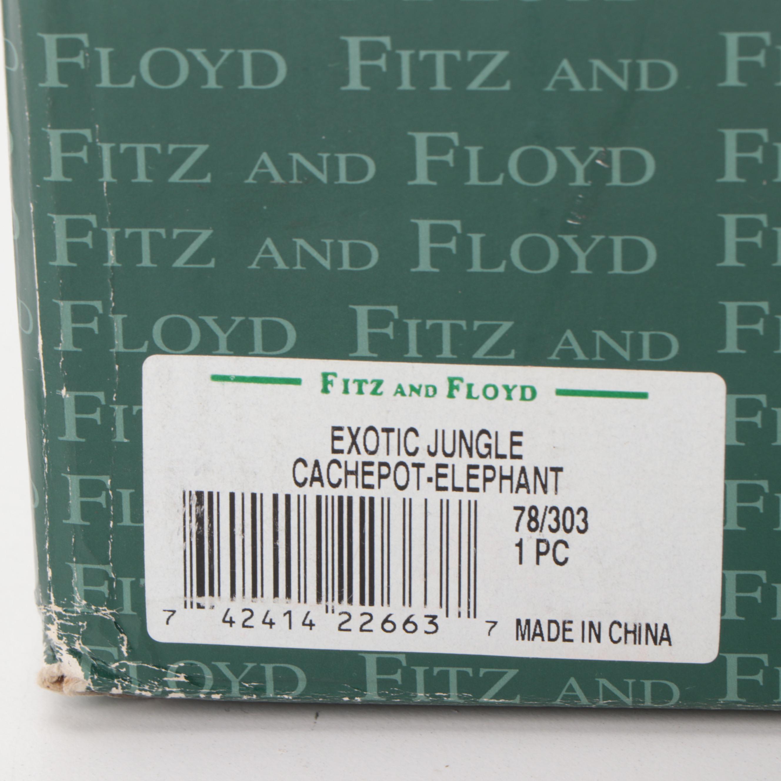 Fitz & Floyd Classics "Exotic Jungle" Ceramic Elephant Cachepot