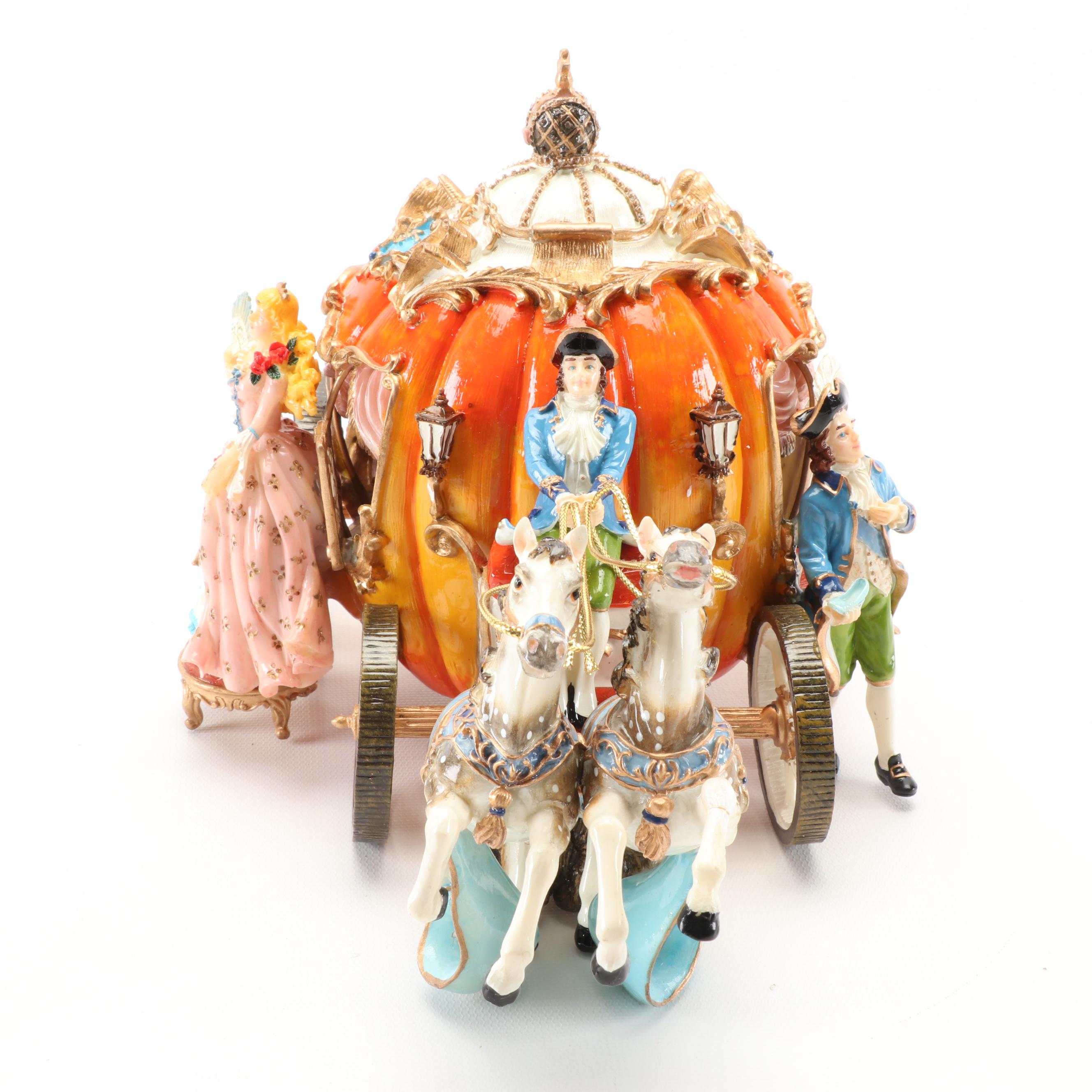 Fitz & Floyd Classics Ceramic Cinderella Pumpkin Carriage Musical Figurine