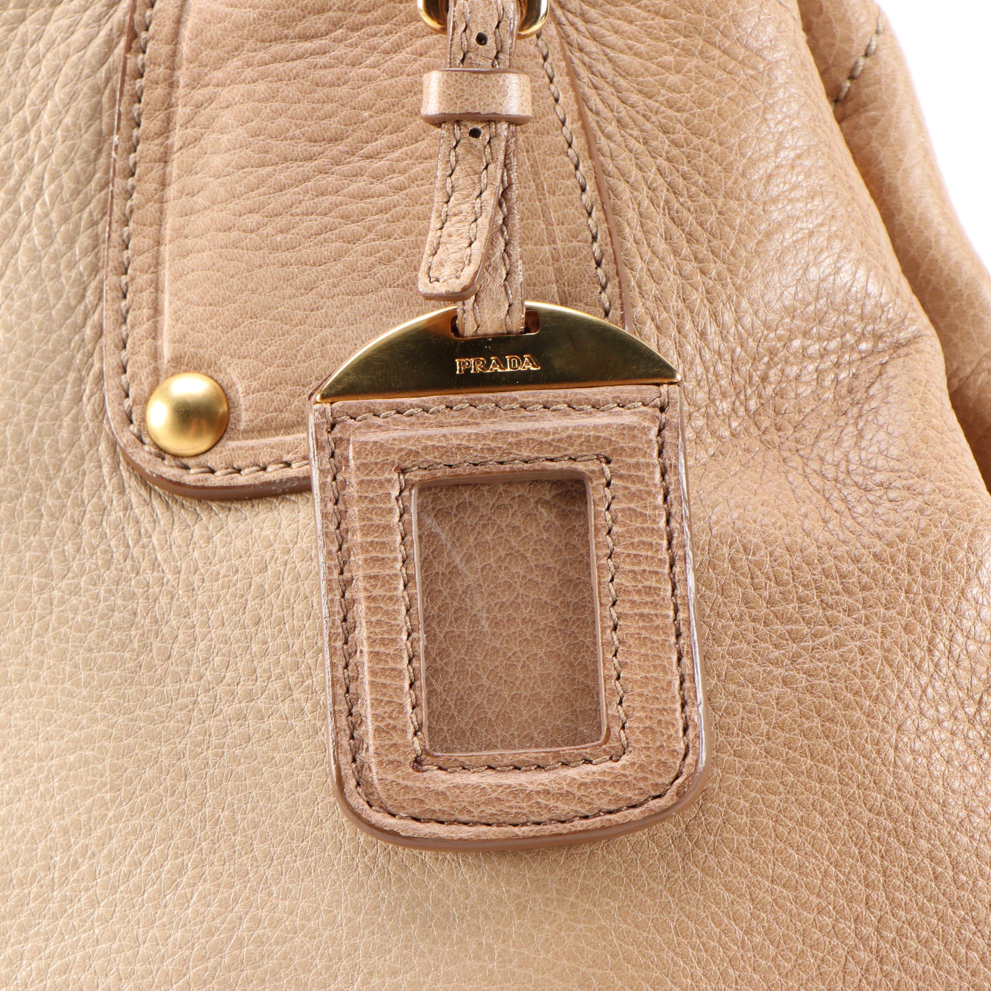 Prada Tote Bag in Gradient Tan Vitello Daino Leather