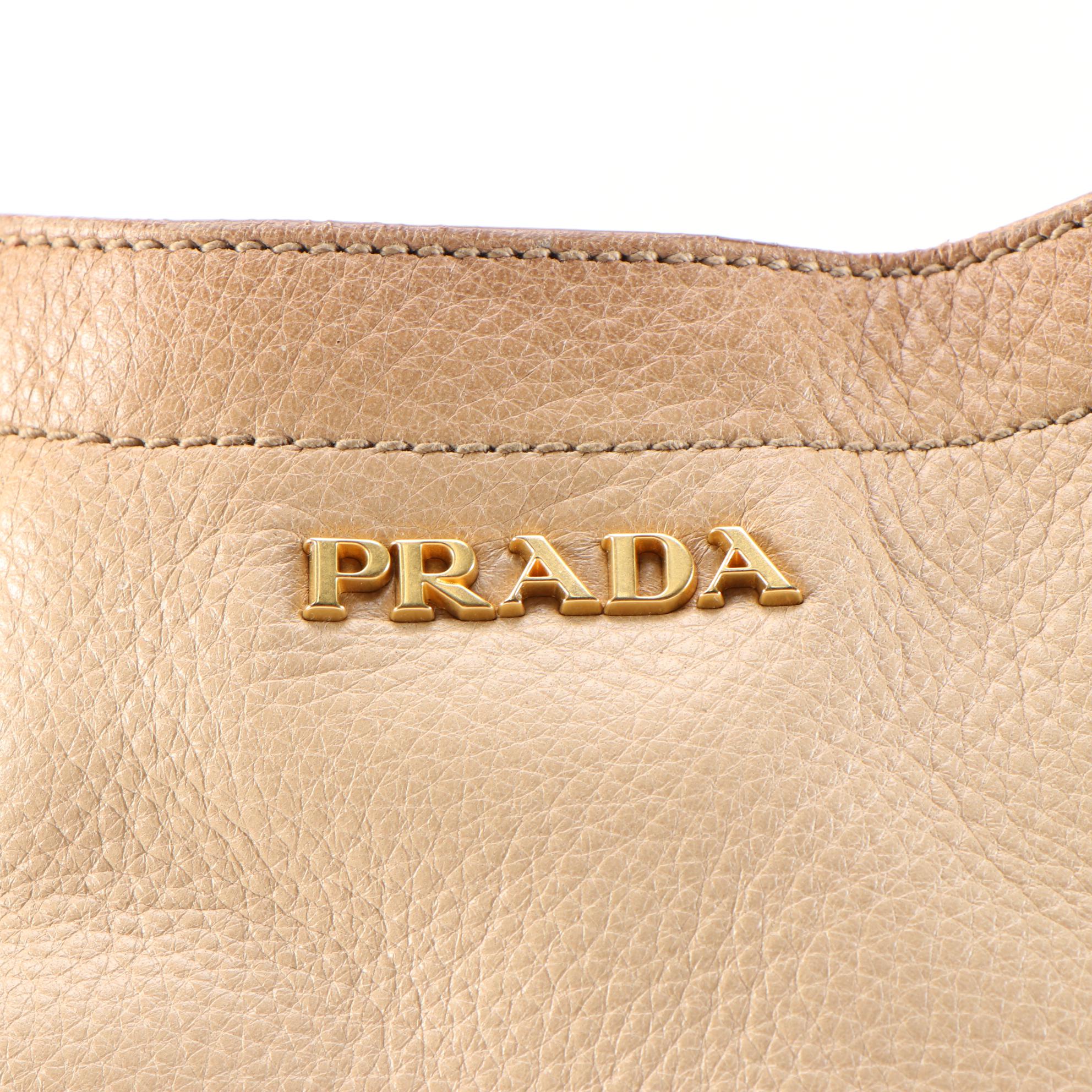 Prada Tote Bag in Gradient Tan Vitello Daino Leather