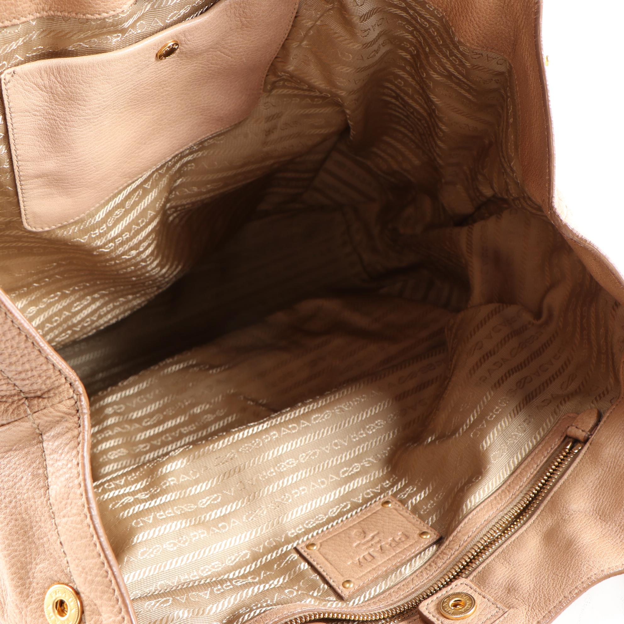 Prada Tote Bag in Gradient Tan Vitello Daino Leather