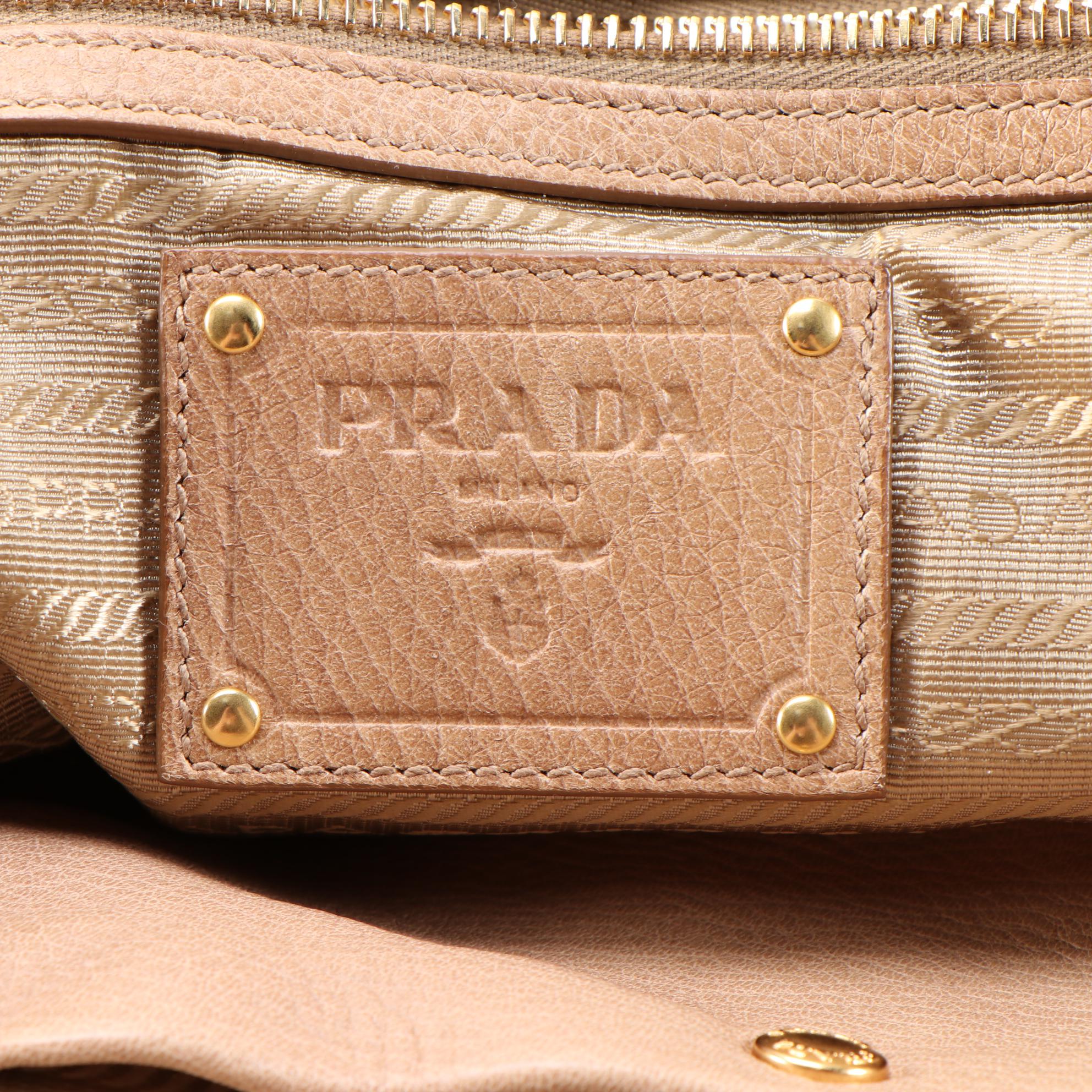 Prada Tote Bag in Gradient Tan Vitello Daino Leather