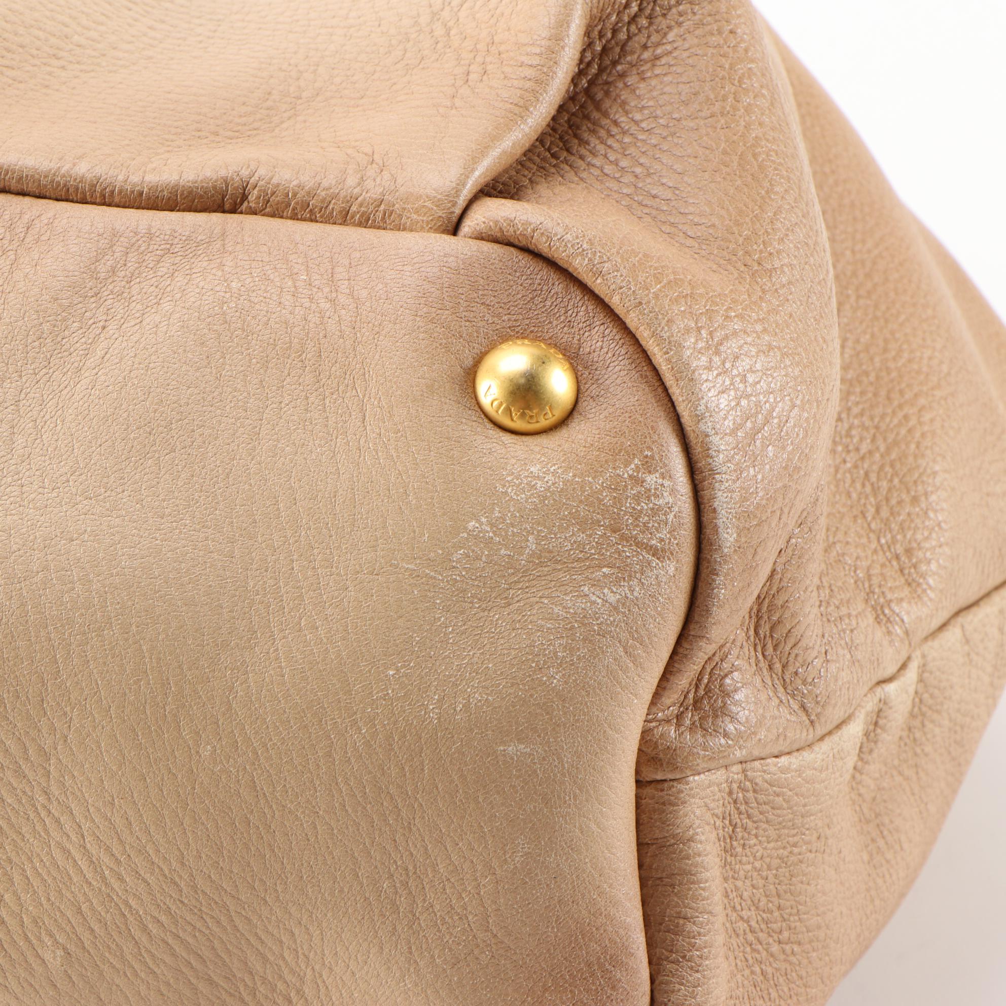 Prada Tote Bag in Gradient Tan Vitello Daino Leather