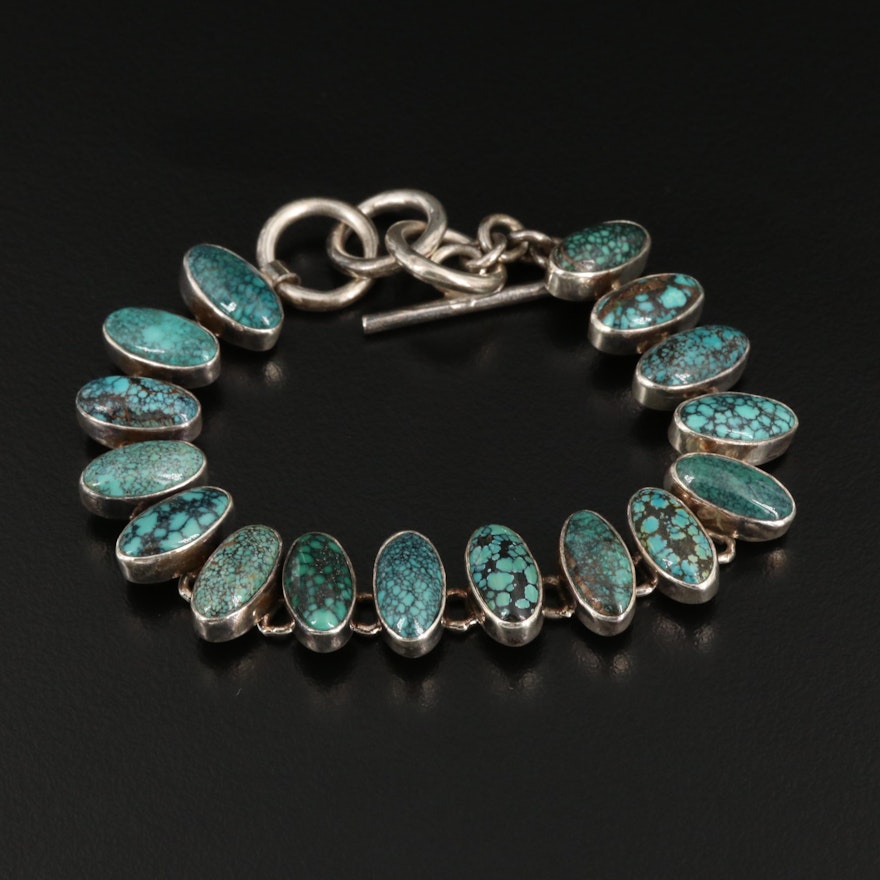 Sterling Silver Turquoise Link Bracelet