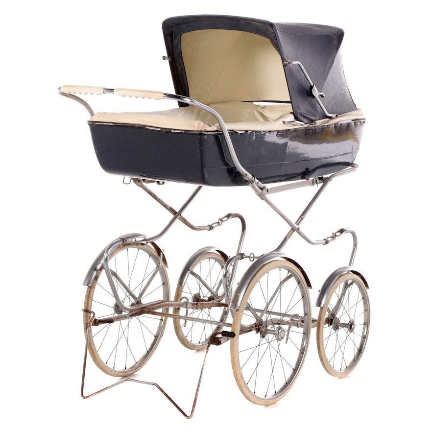 Plastic Baby Carriage with Chrome Fenders, Mid-20th Century