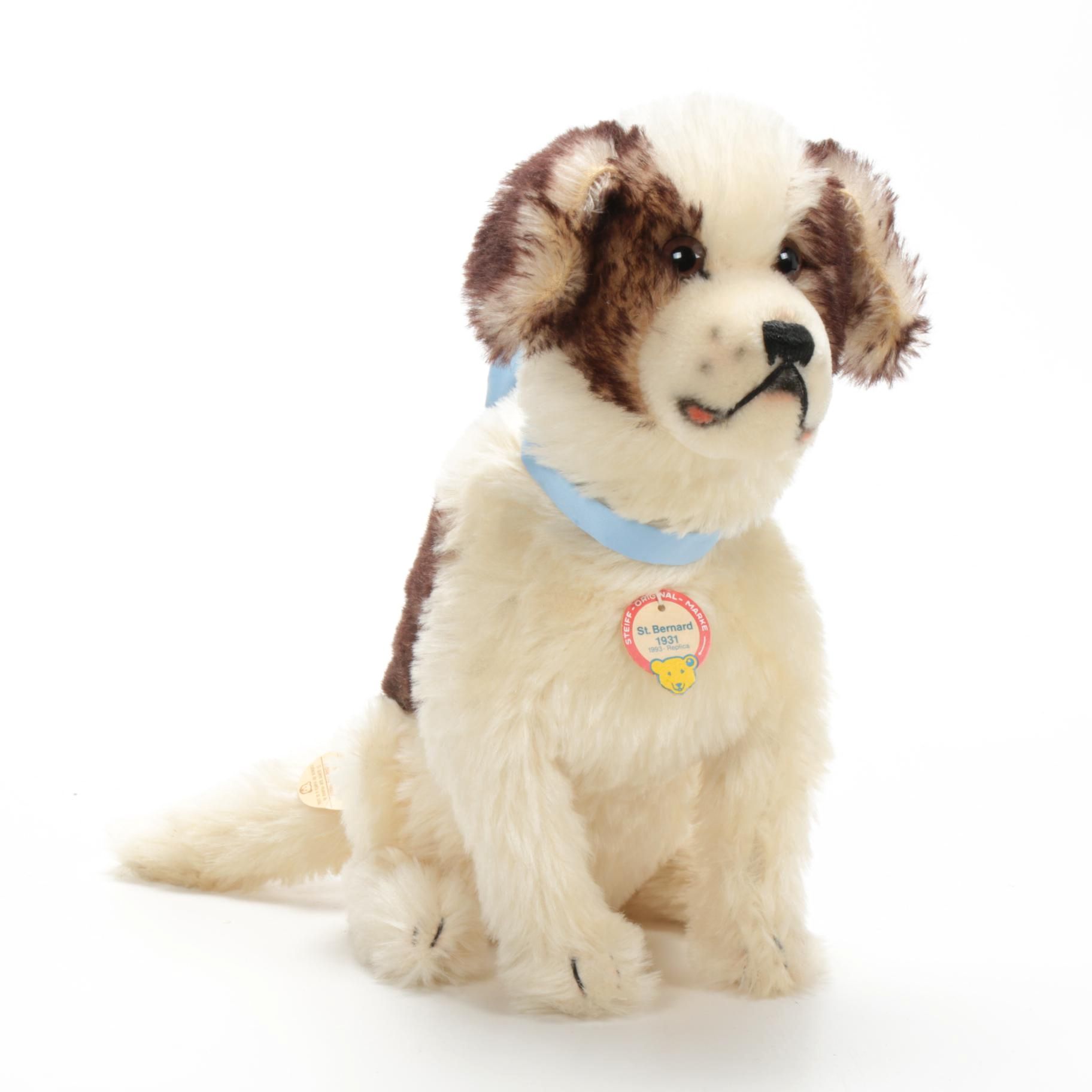 Steiff 1931 Replica Head-Turning "St. Bernard" Mohair Stuffed Animal, 1993