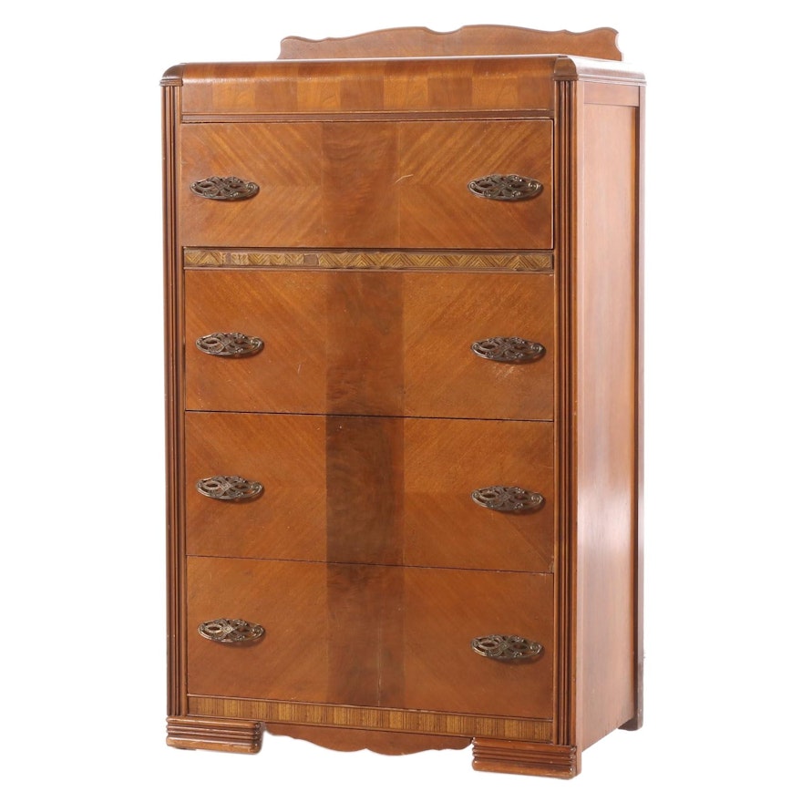 Art Deco Walnut Chest of Drawers, Early 20th Century