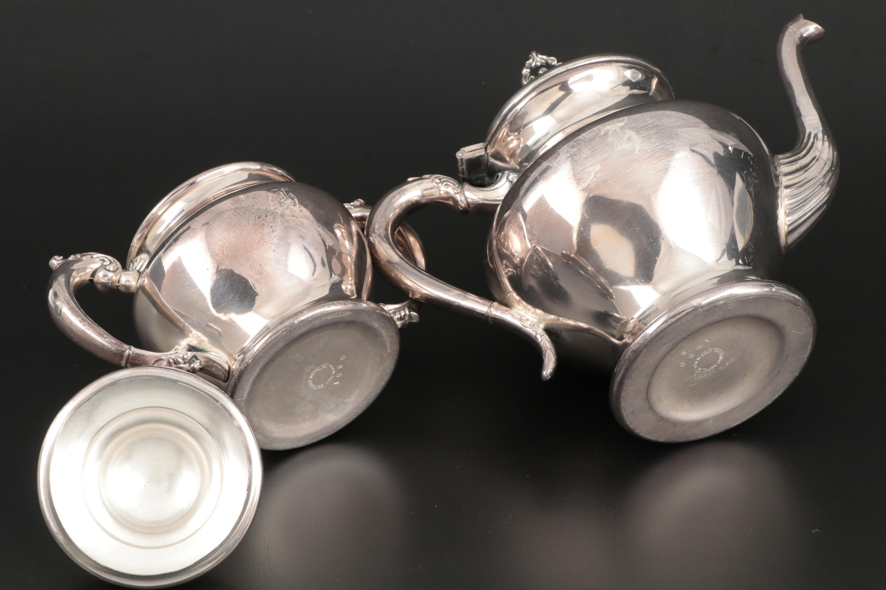 Britannia Metal Company Silver Plate Chased and Monogrammed Tea Service, 1980