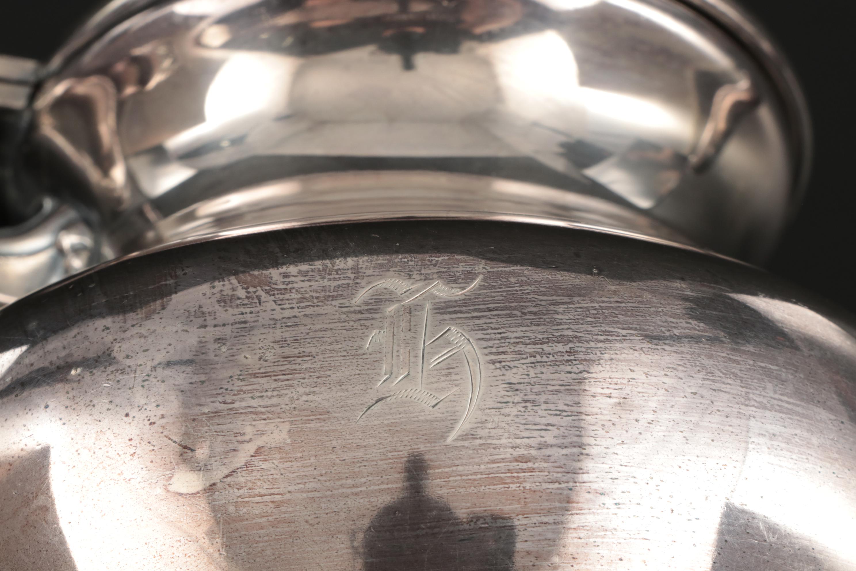 Britannia Metal Company Silver Plate Chased and Monogrammed Tea Service, 1980