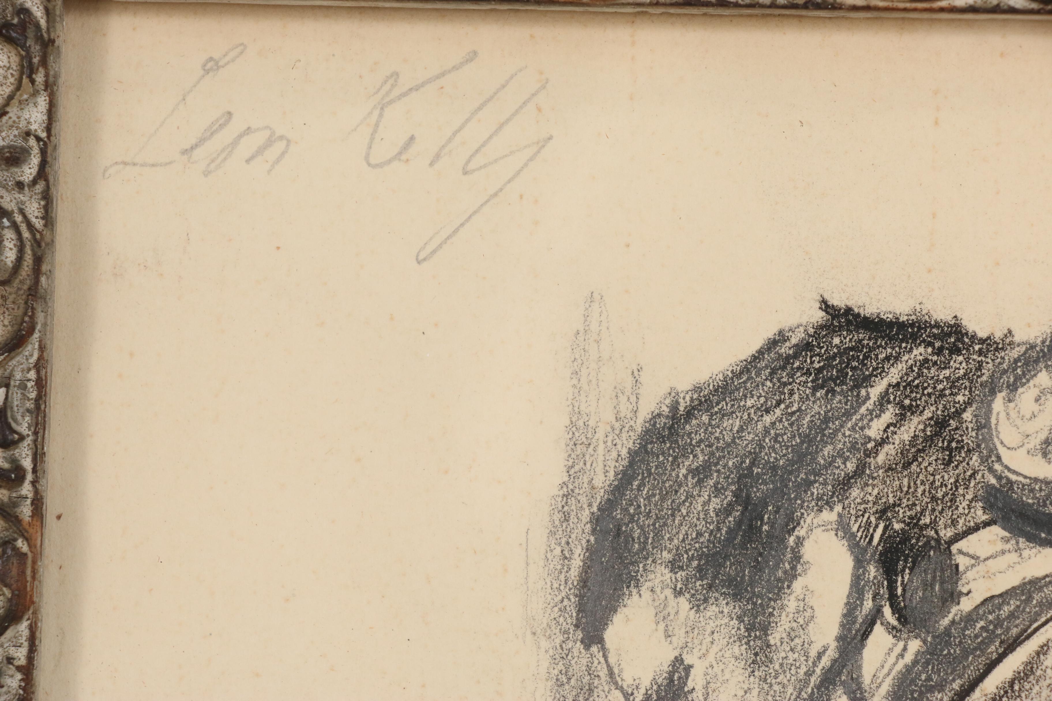 Leon Kelly Charcoal and Graphite Drawing of Cellist