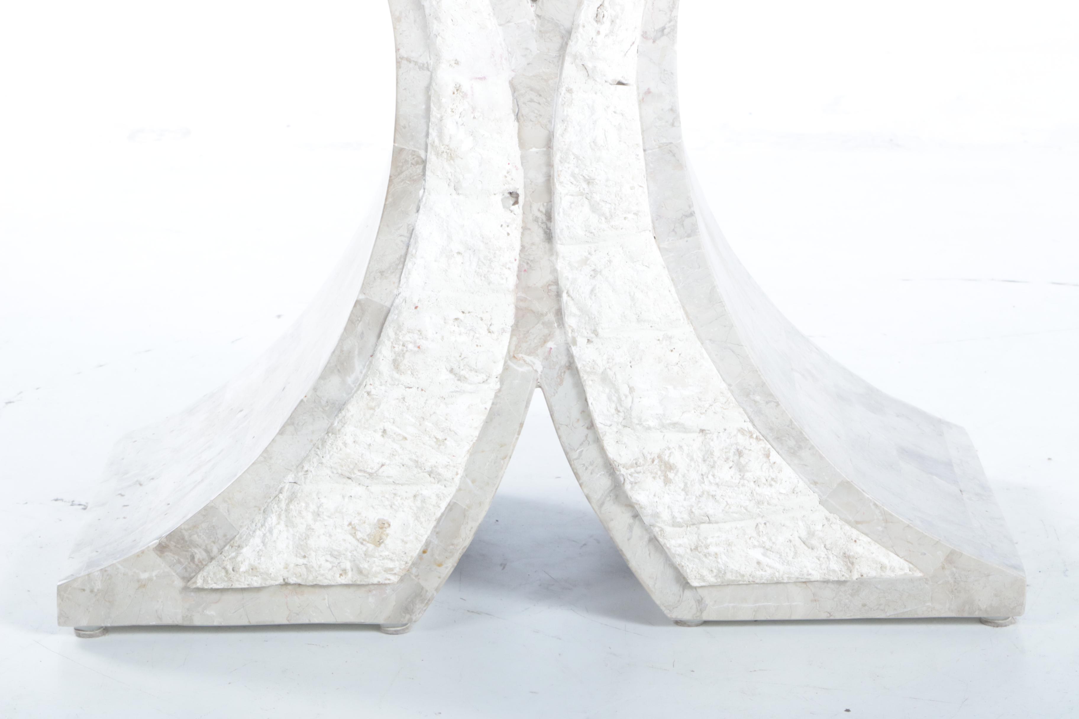 Pair of Contemporary Tessellated Marble and Glass End Tables