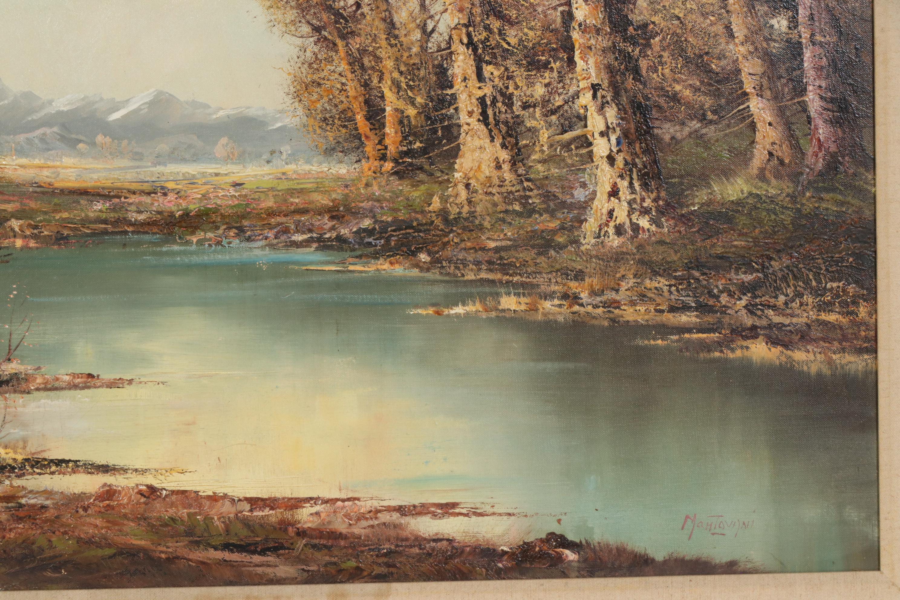 Aldo Mantovani Landscape Oil Painting, Mid-20th Century