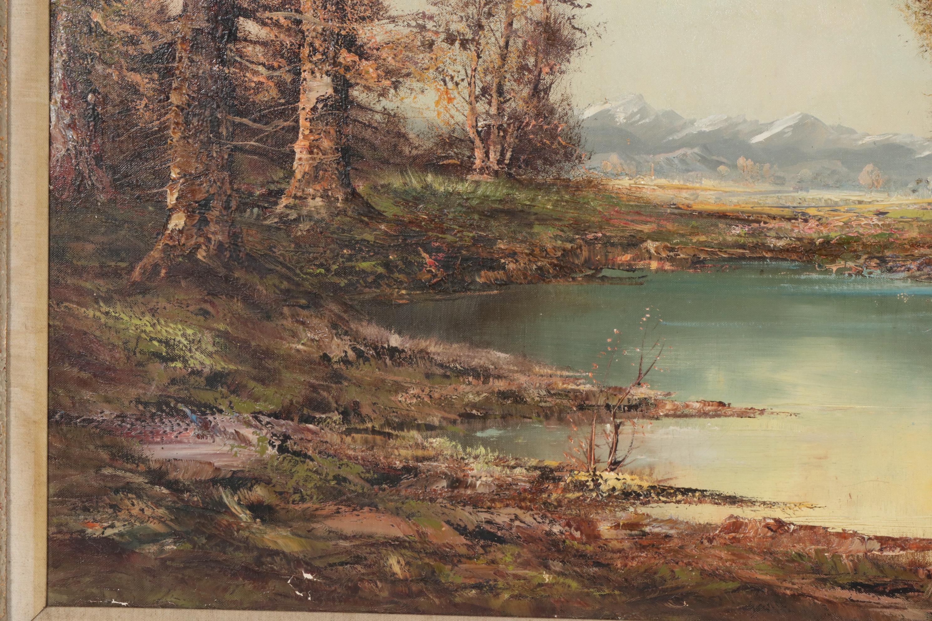 Aldo Mantovani Landscape Oil Painting, Mid-20th Century