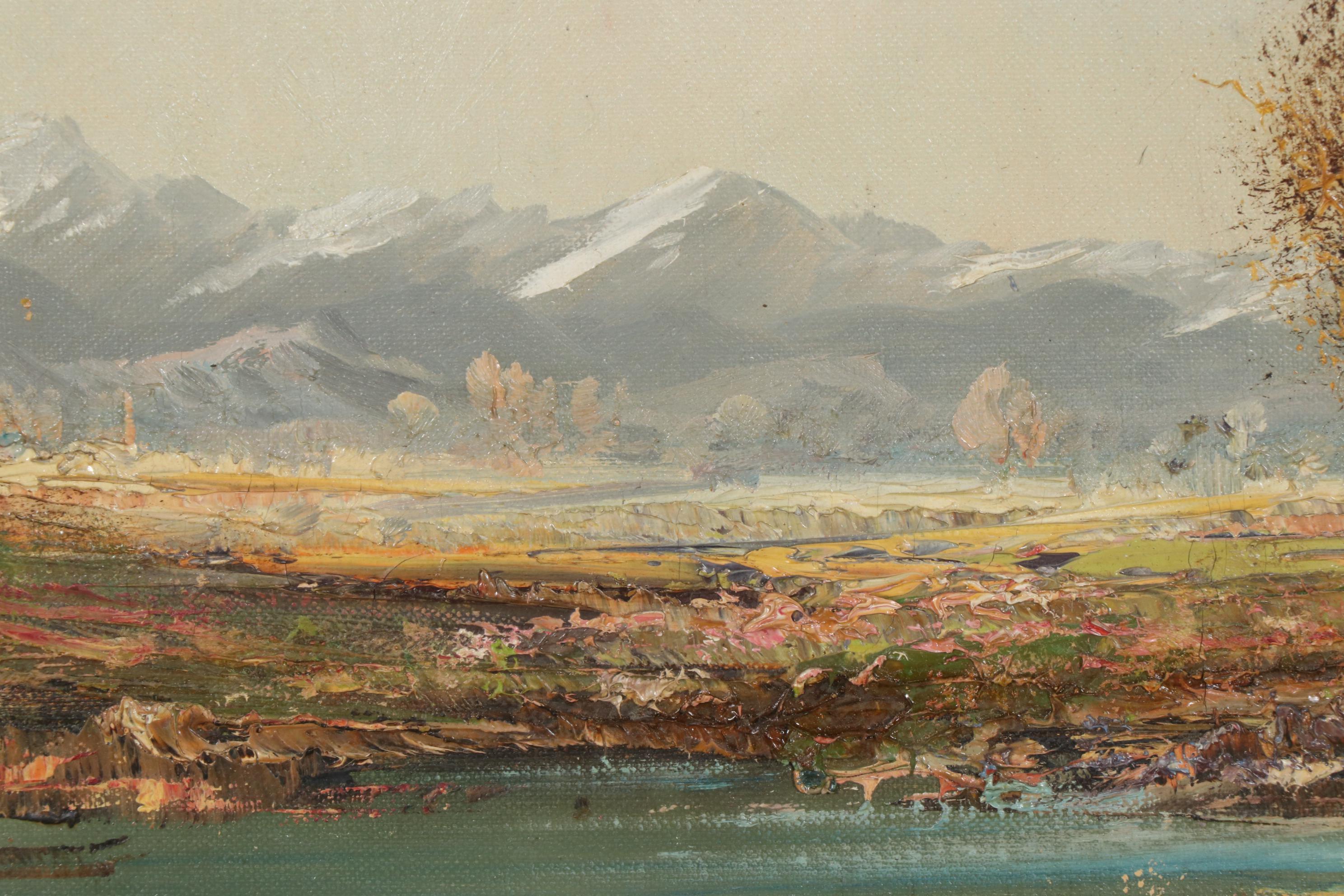 Aldo Mantovani Landscape Oil Painting, Mid-20th Century