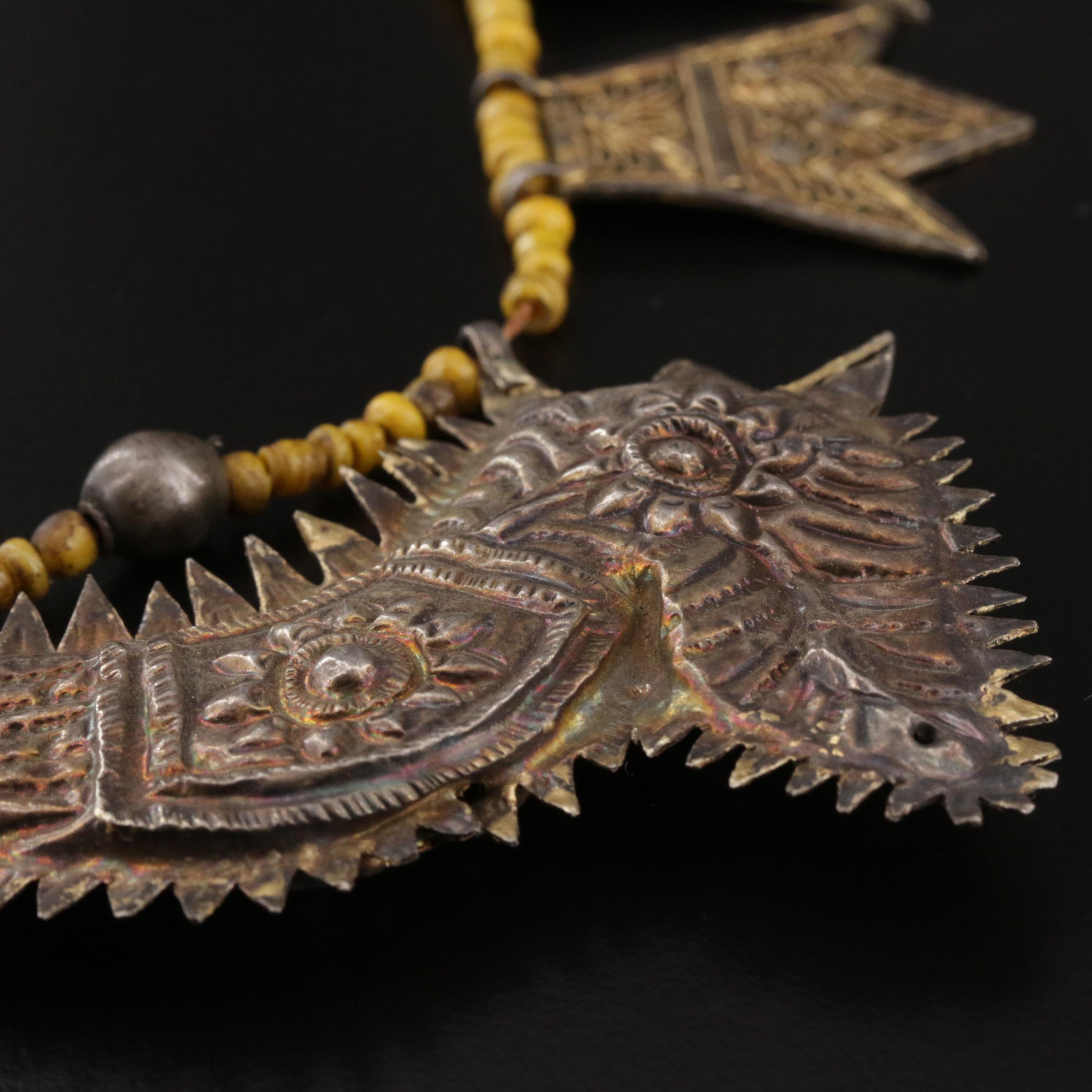 Minangkabau Tribe Sterling Silver Necklace with Beaded Accents