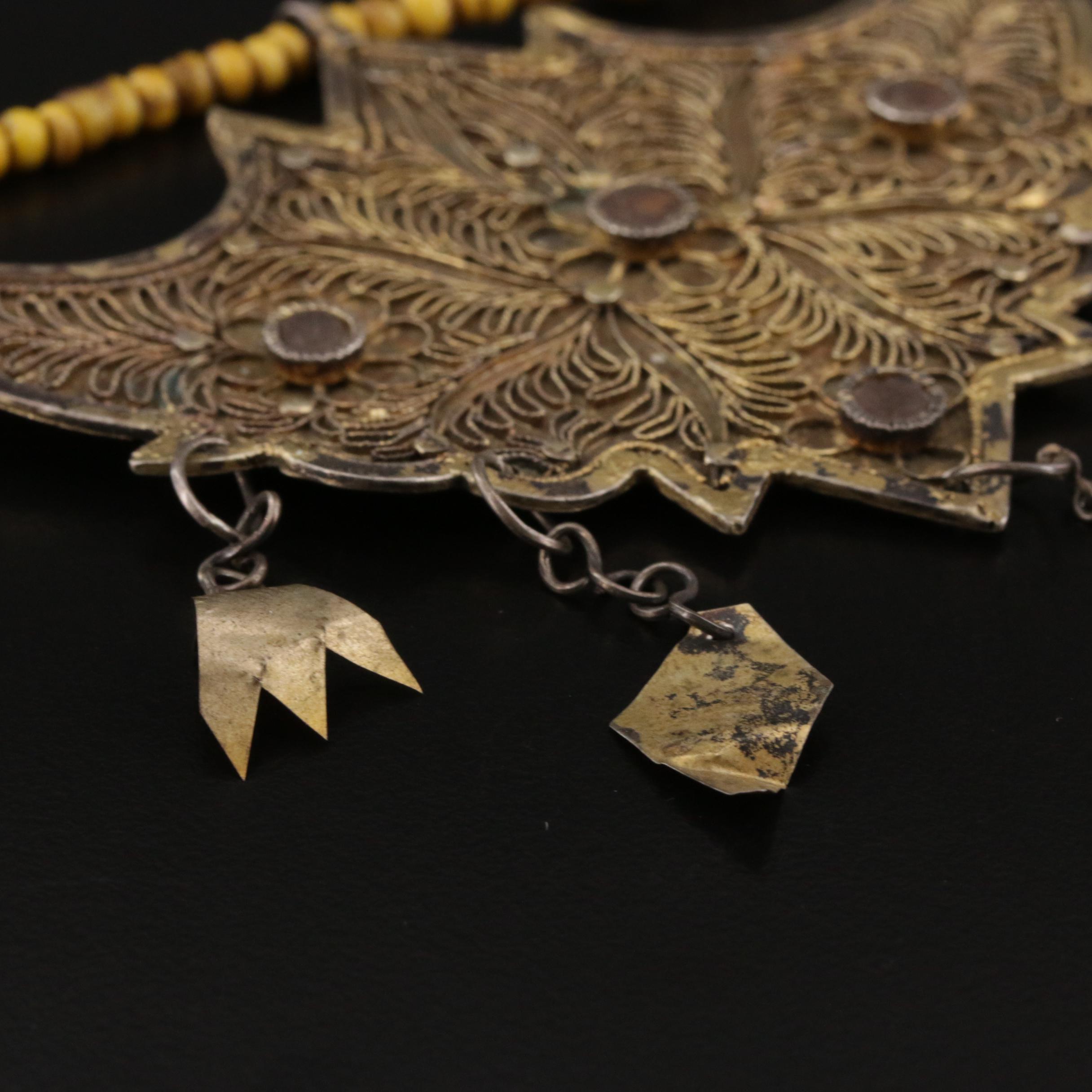 Minangkabau Tribe Sterling Silver Necklace with Beaded Accents