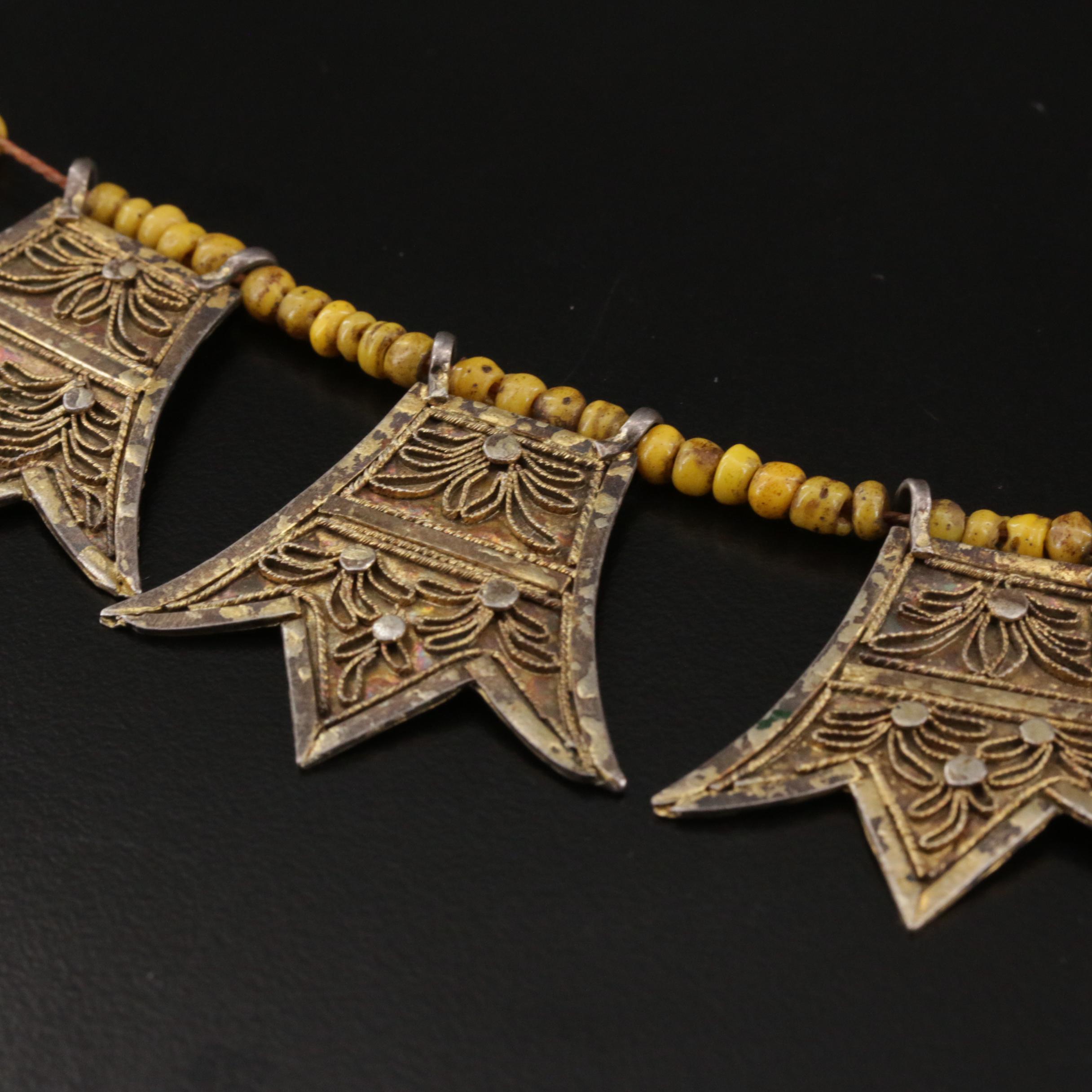 Minangkabau Tribe Sterling Silver Necklace with Beaded Accents