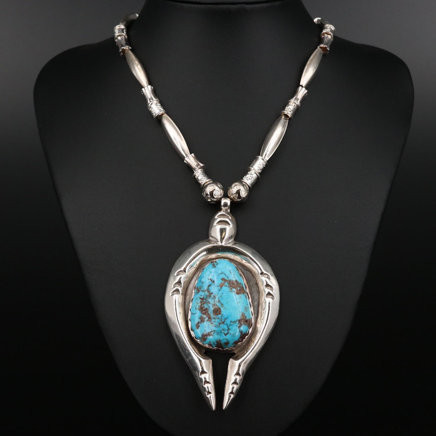 Dalton Peshlakai Navajo Diné Sterling Silver Turquoise Necklace