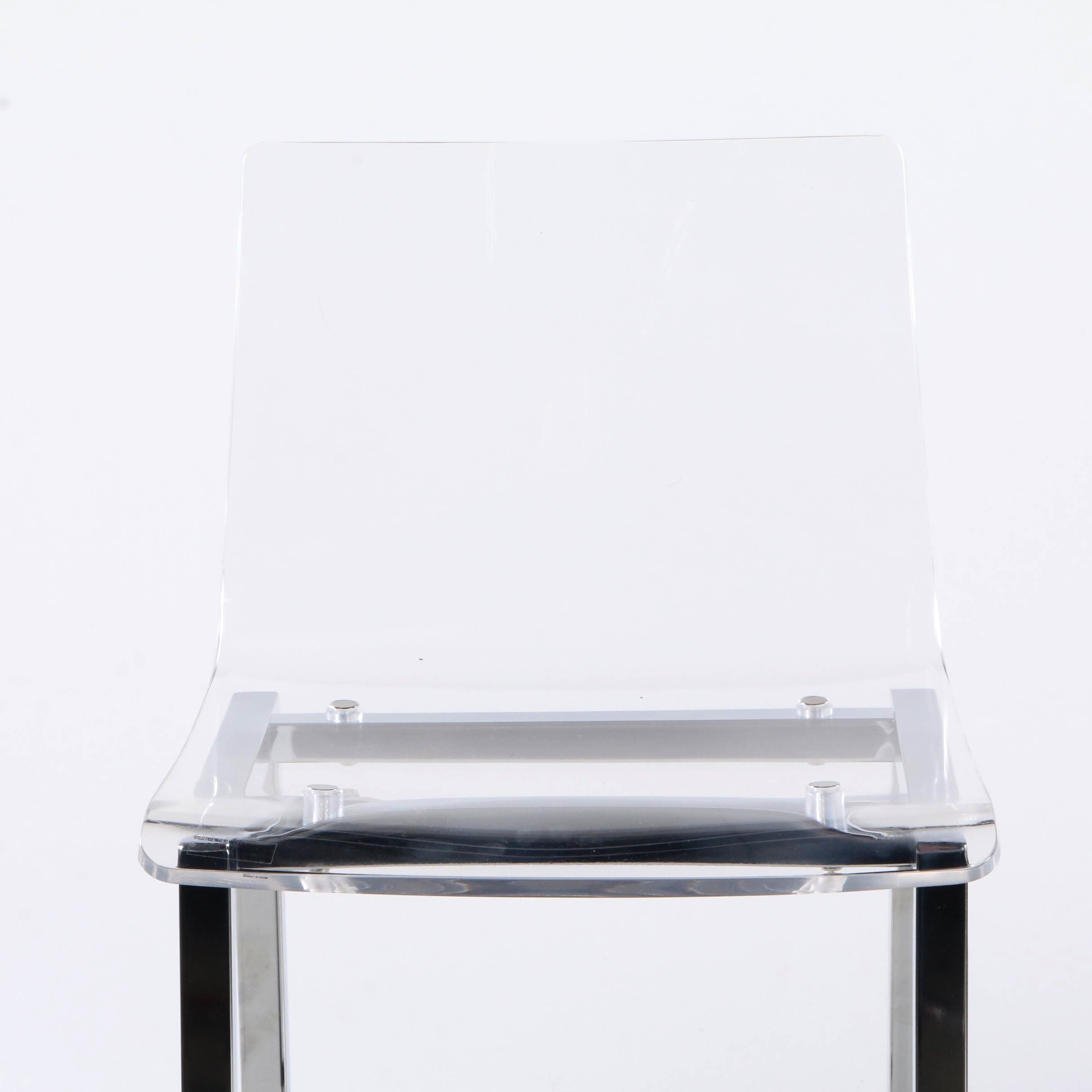 Contemporary Modern Acrylic and Chrome Counter Height Chairs