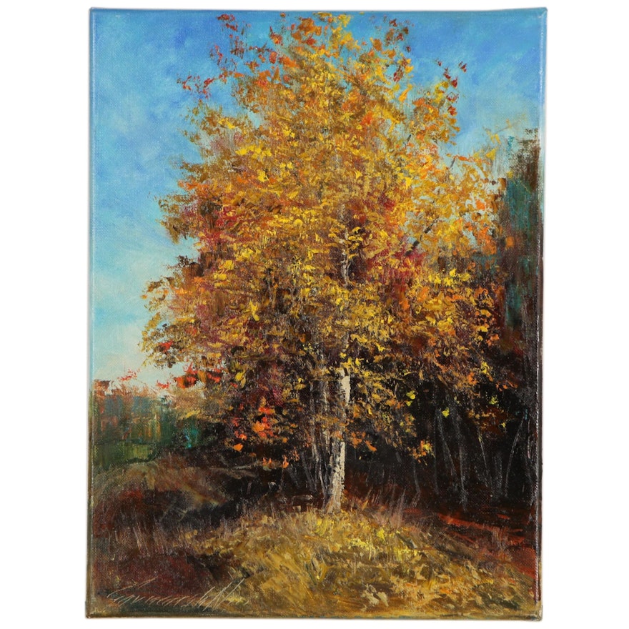 Garncarek Aleksander Landscape Oil Painting "Jesienne Drzewo",  2020