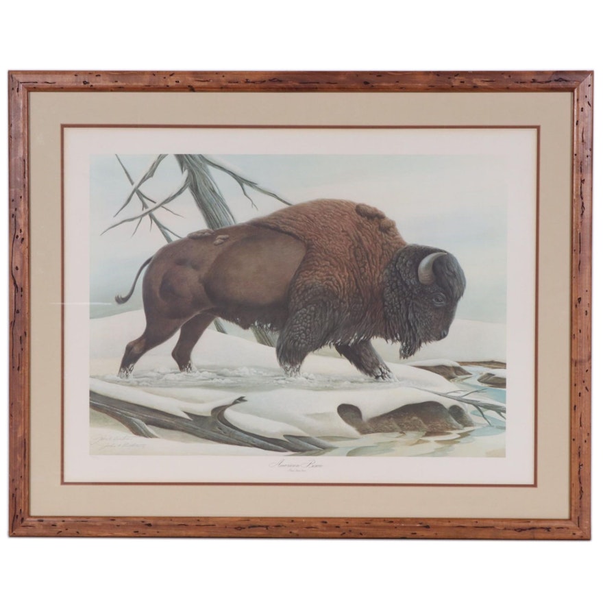 John A. Ruthven Offset Lithograph "American Bison", Late 20th Century