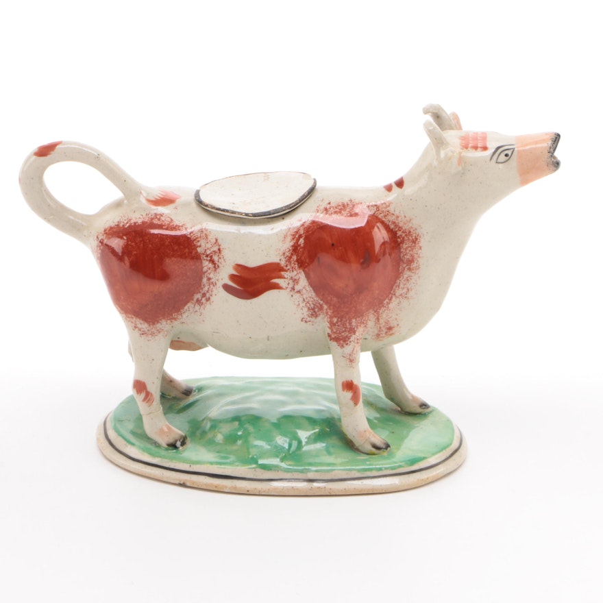 Staffordshire Ceramic Cow Creamer, Late 19th to Early 20th Century