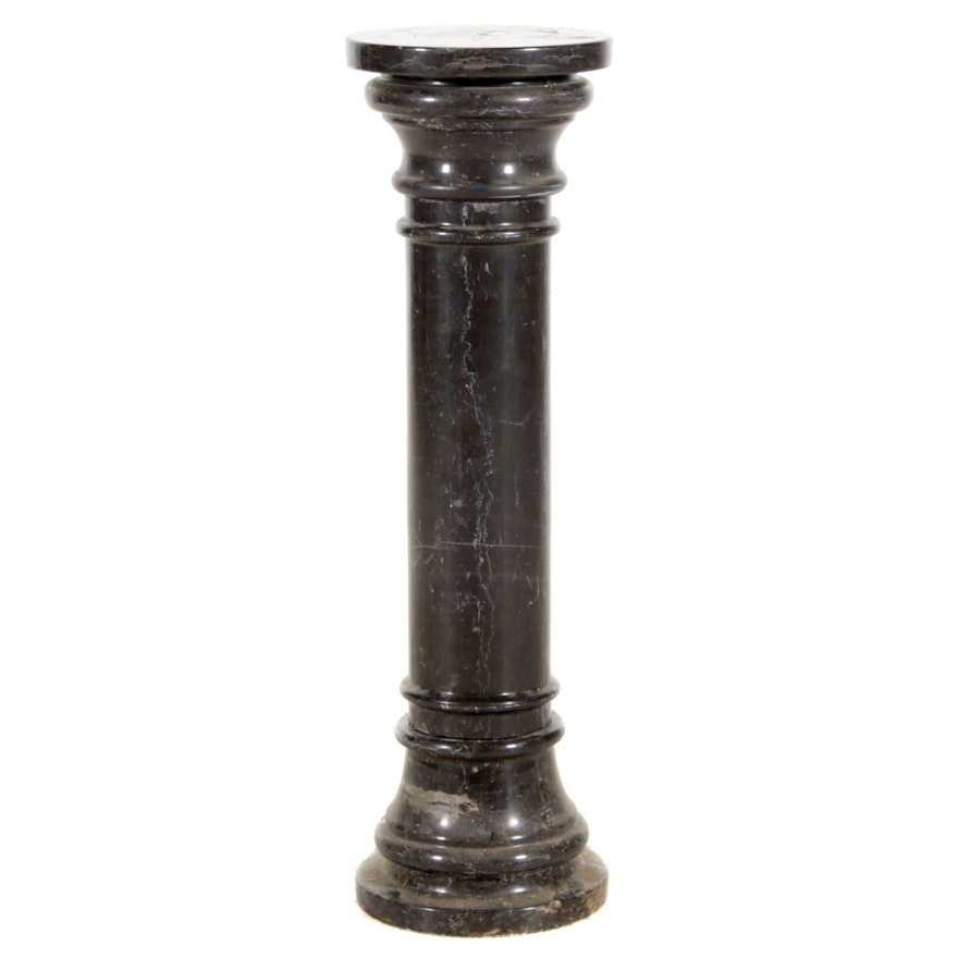 Black Marble Column Pedestal
