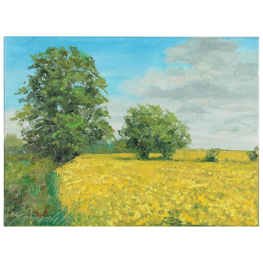 Garncarek Aleksander Landscape Oil Painting "Ciepty Dzien",  2020