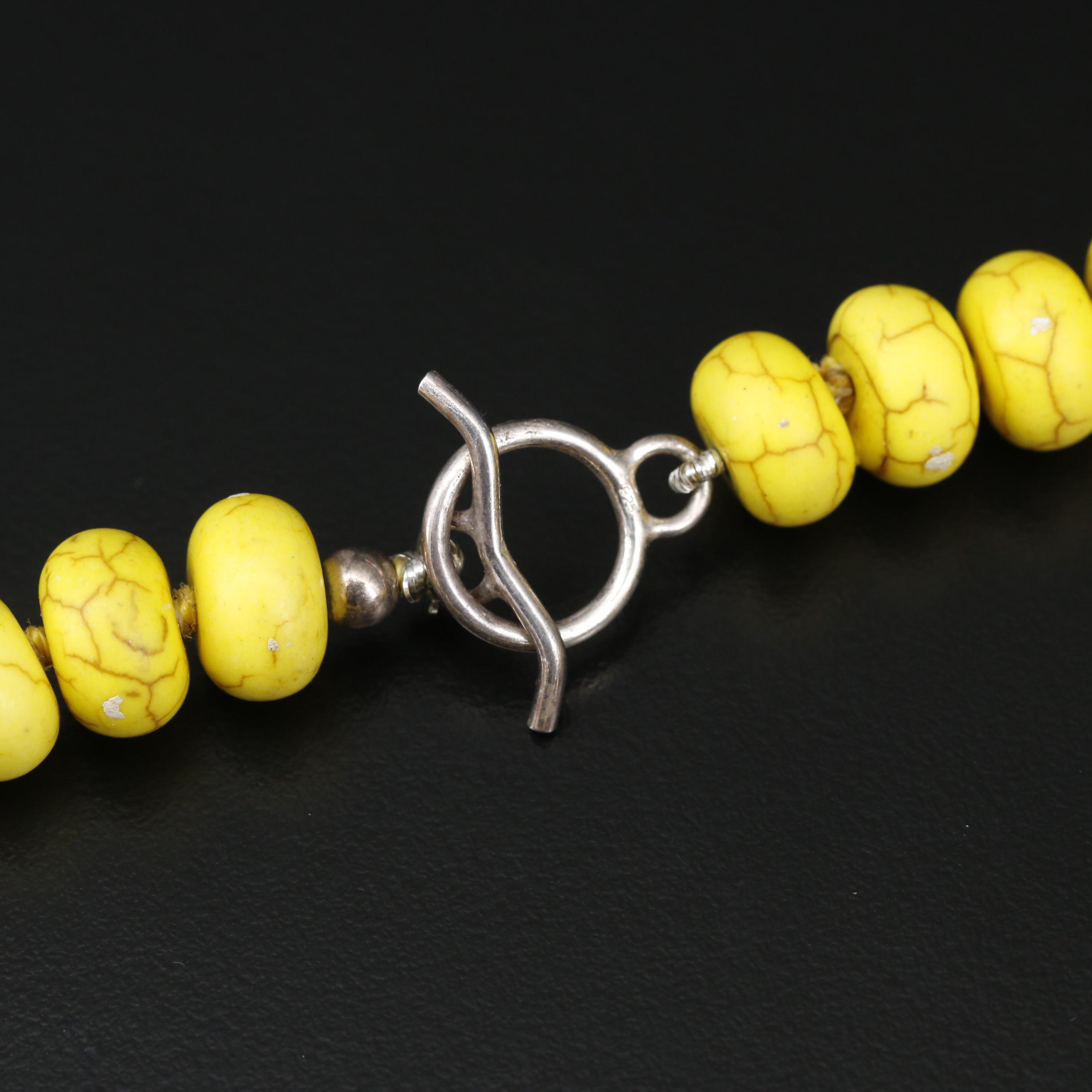 Sterling Silver Howlite Beaded Necklace and Bracelet Set