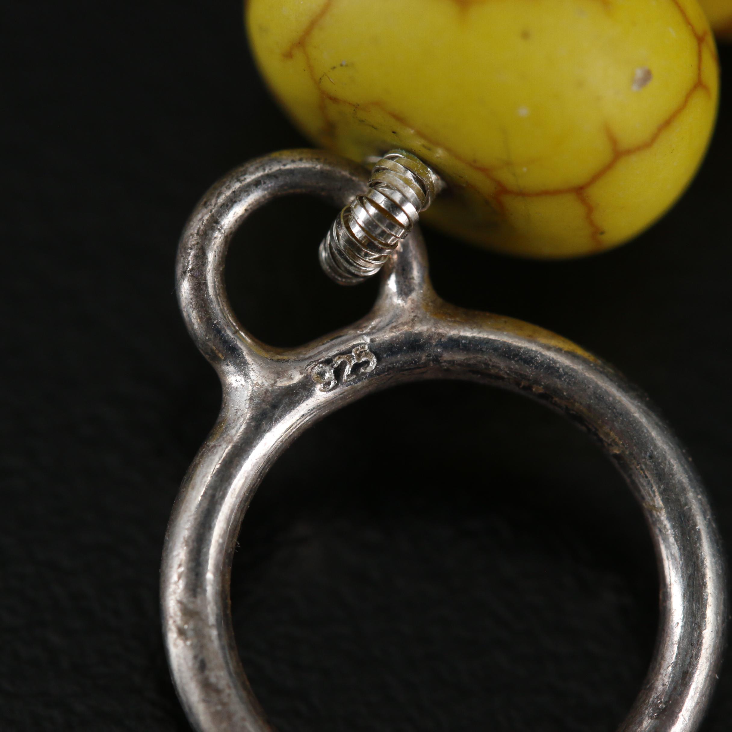 Sterling Silver Howlite Beaded Necklace and Bracelet Set