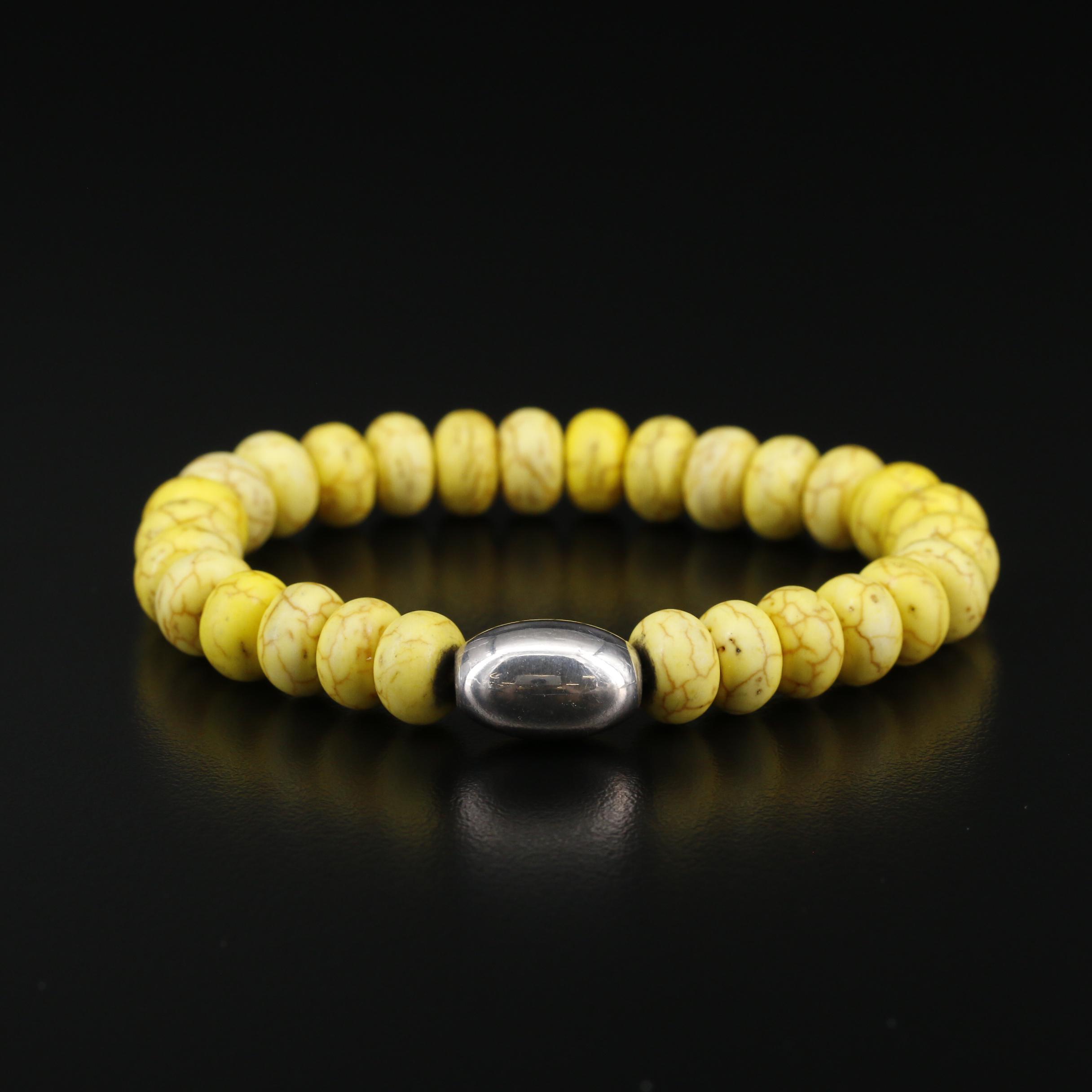 Sterling Silver Howlite Beaded Necklace and Bracelet Set